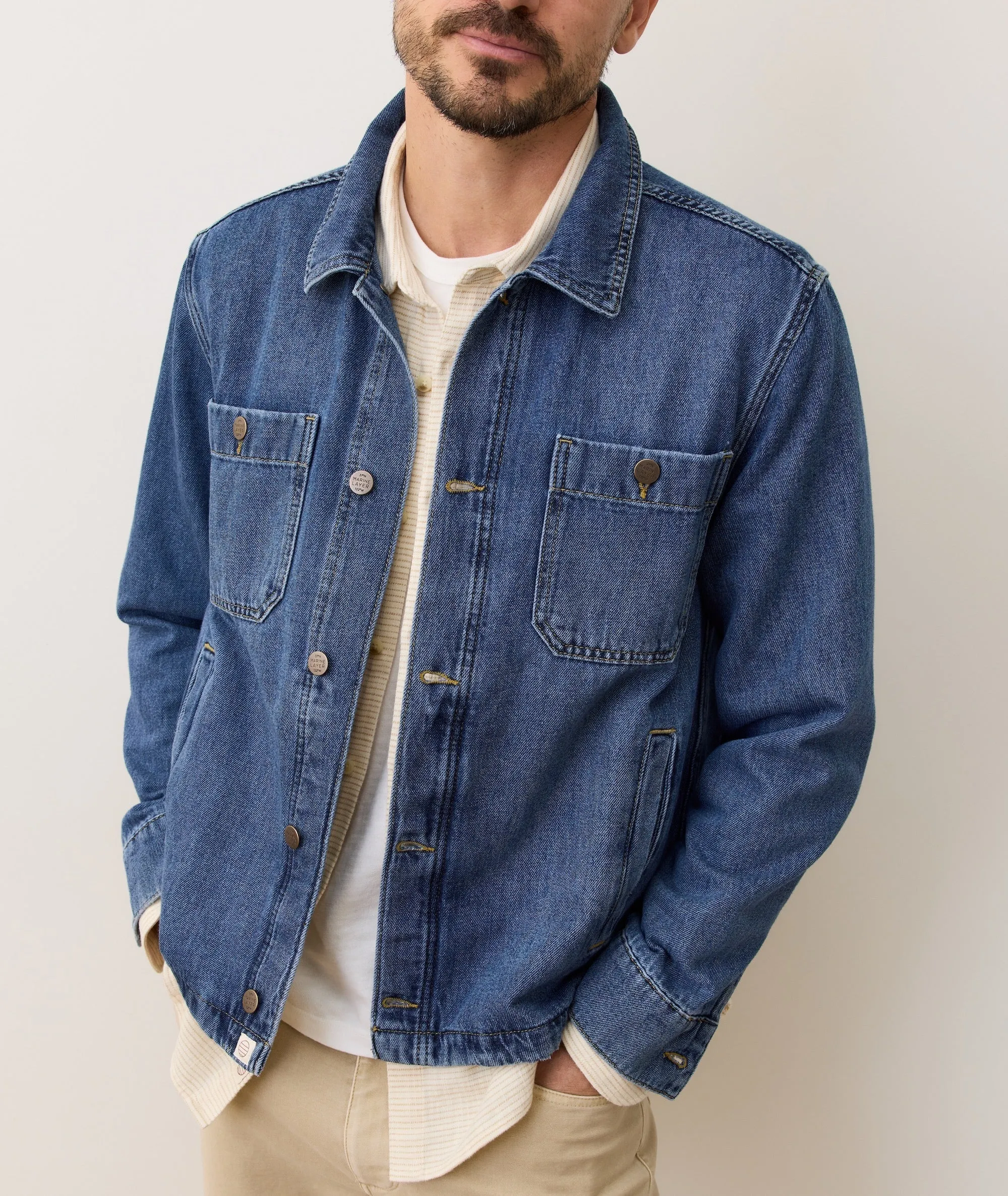 SnagFree Surface QuickRelease Closure Patrick Denim Overshirt - Dark Wash