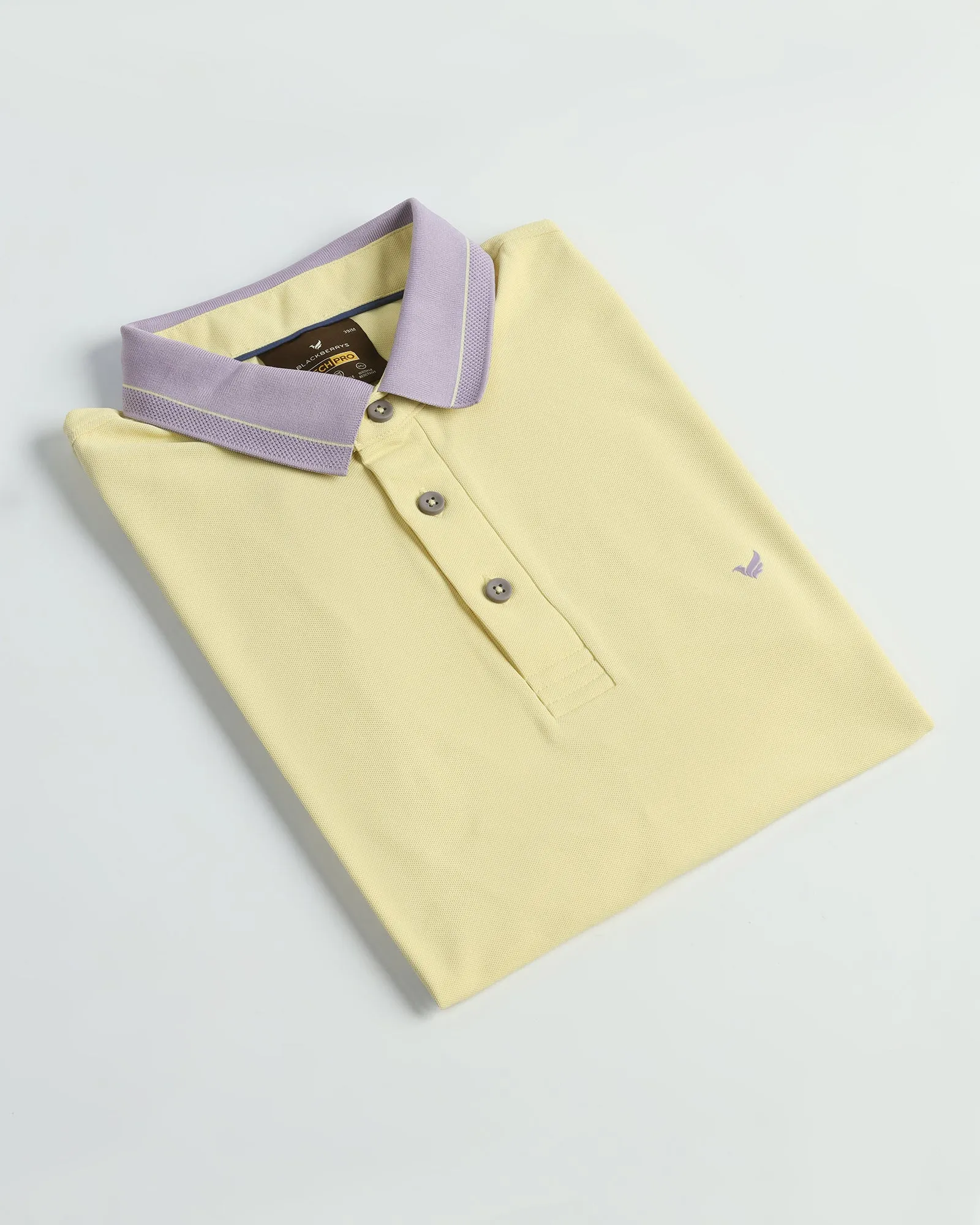 TechPro Polo Powder Yellow Solid T-Shirt - Terra Breathable wear