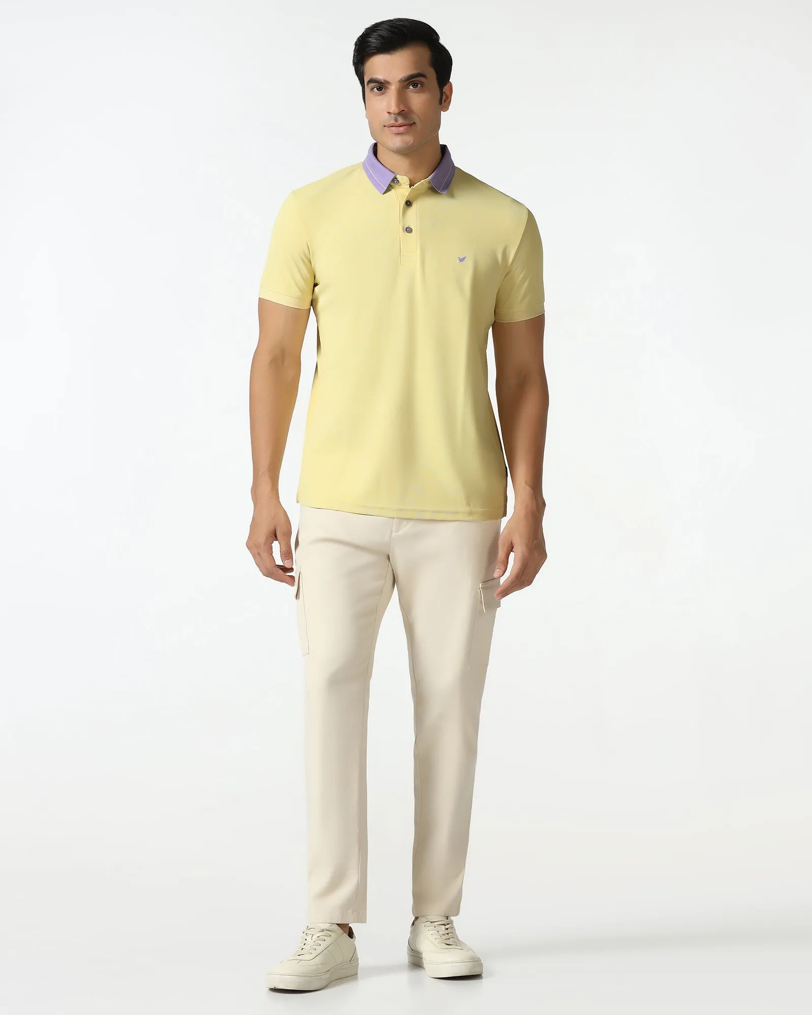 TechPro Polo Powder Yellow Solid T-Shirt - Terra Office To Dinner