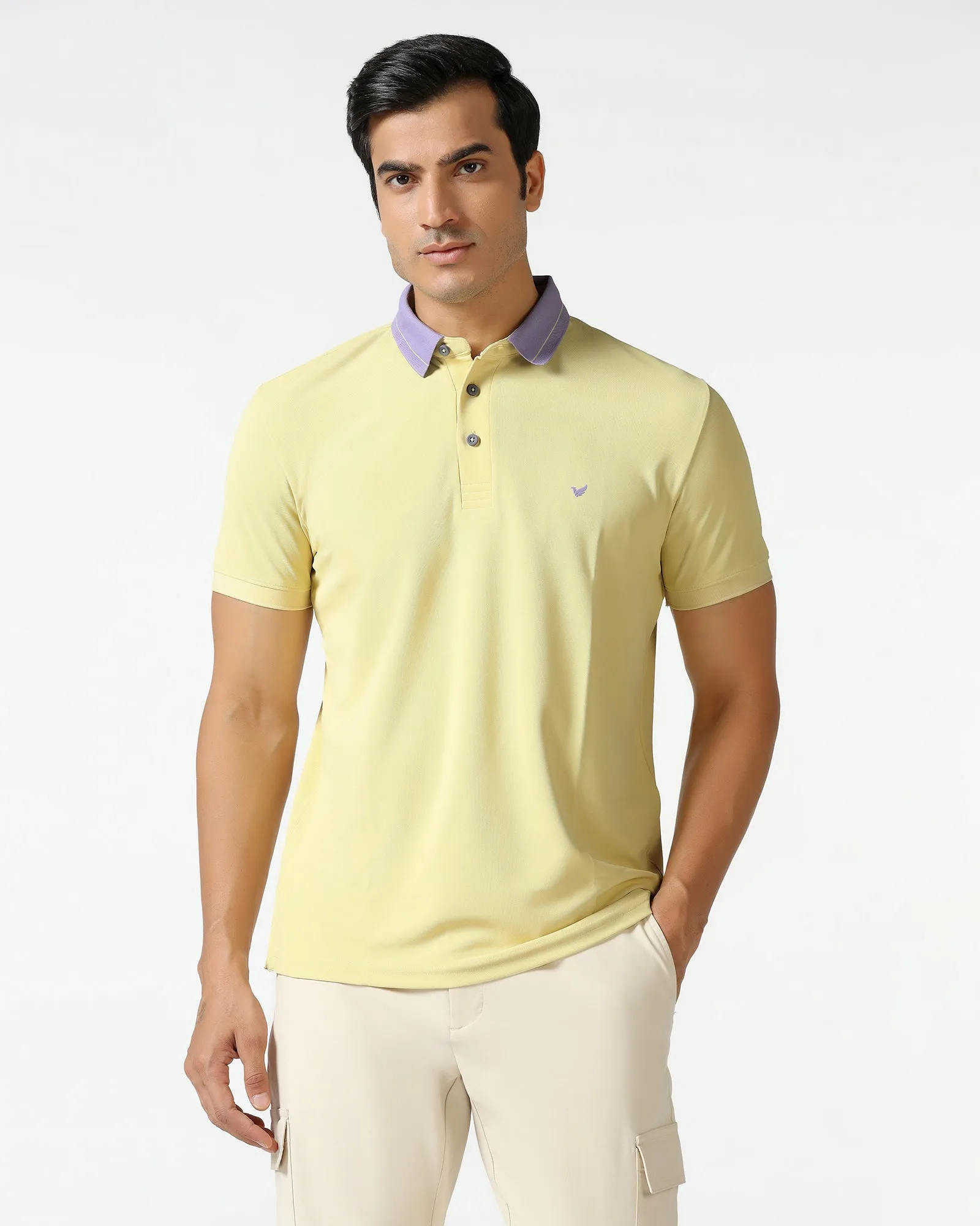 TechPro Polo Powder Yellow Solid T-Shirt - Terra Casual Vibe