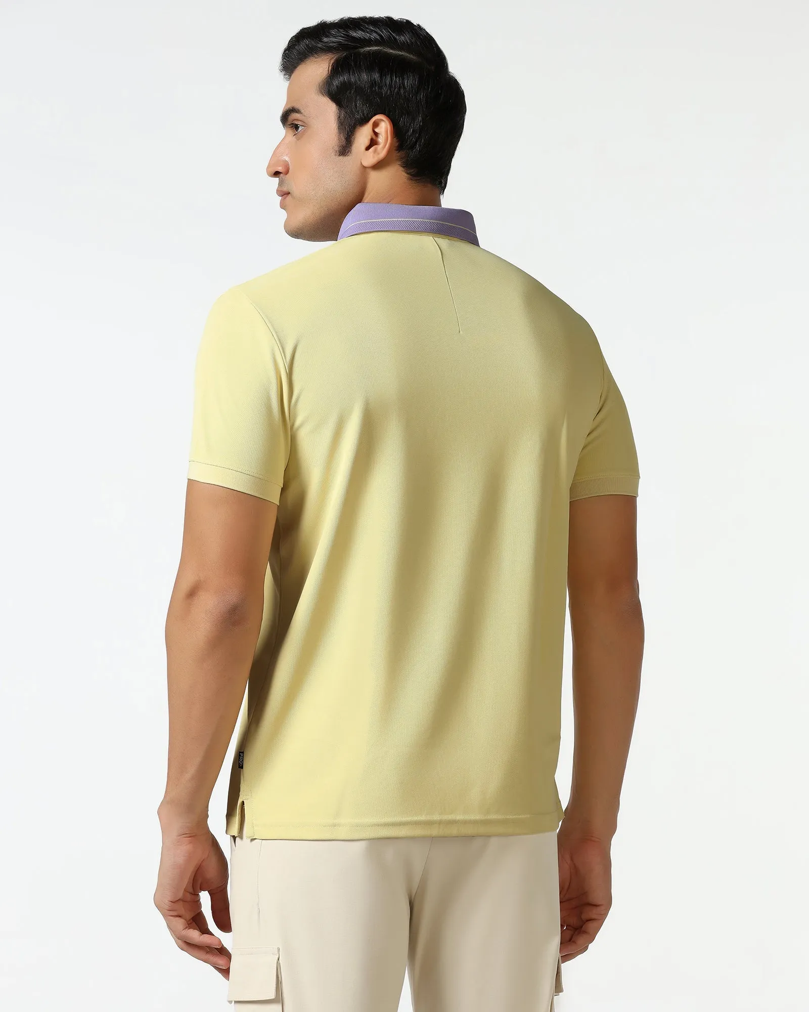 TechPro Polo Powder Yellow Solid T-Shirt - Terra Workout Friendly