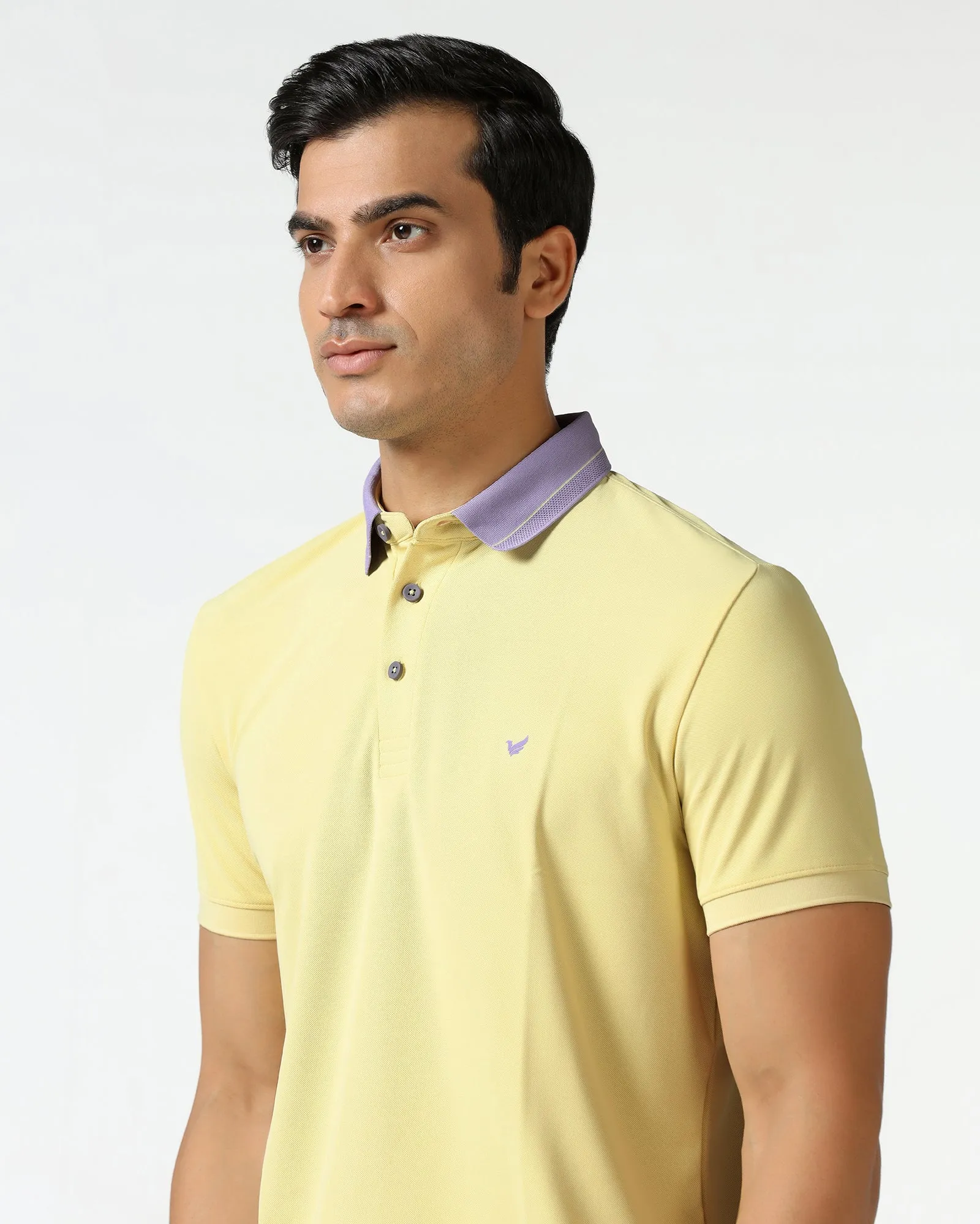 TechPro Polo Powder Yellow Solid T-Shirt - Terra Versatile Top Yarn Dyed Collar