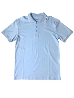 Briani Uomo Solid Sky Blue 100% Pima Cotton Short Sleeve Polo Casual Shirt All-Purpose Wear Layered Style