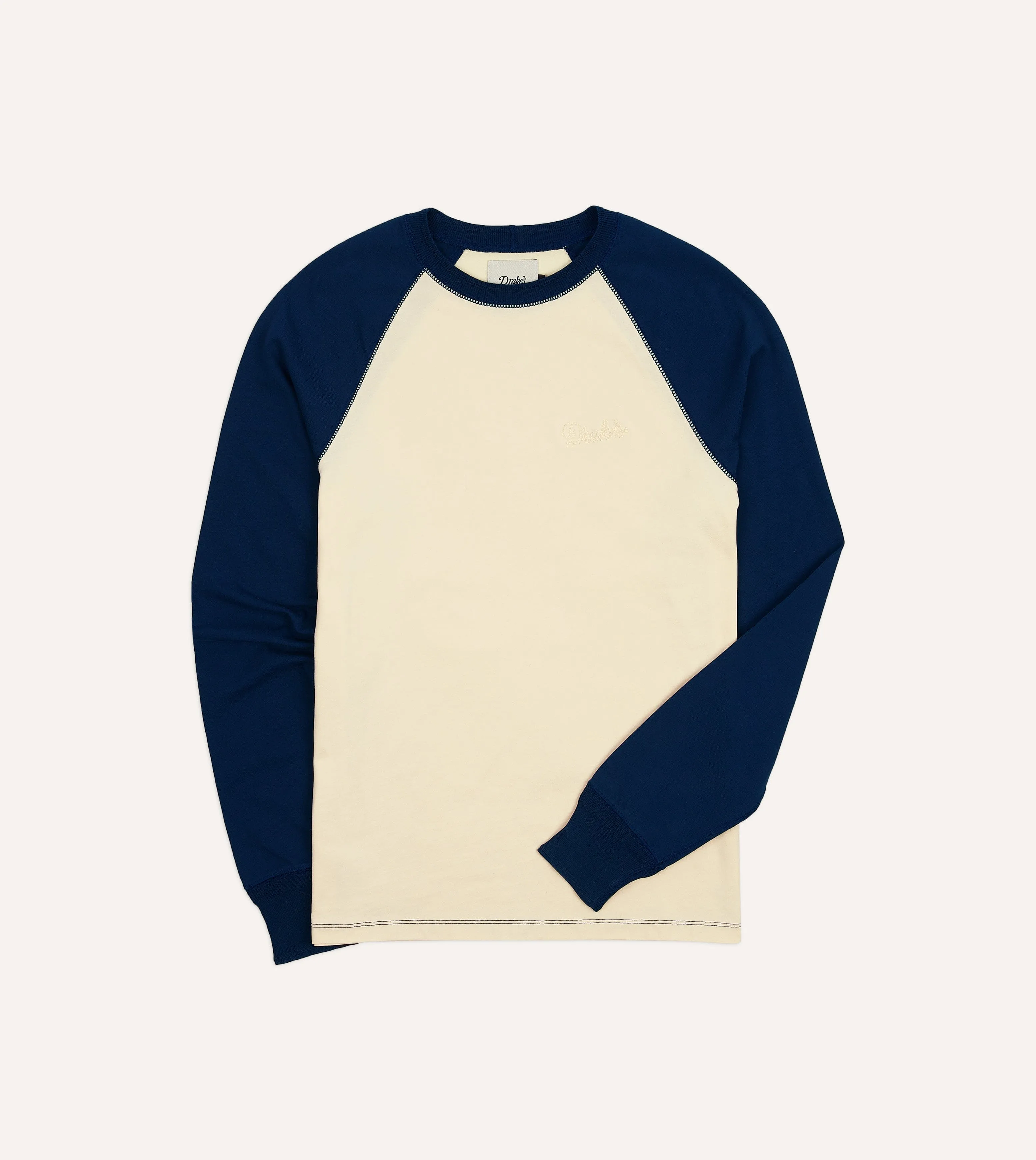 Garment Dyed Finish spring fashion Ecru and Navy Raglan Sleeve Hiking T-Shirt