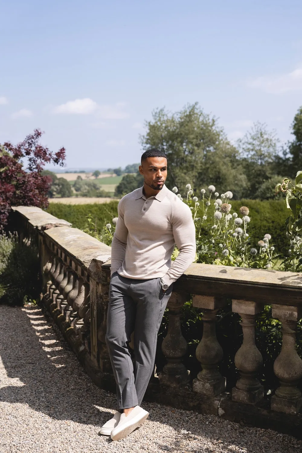 Layered Panel Design Melange Pants in Dark Charcoal