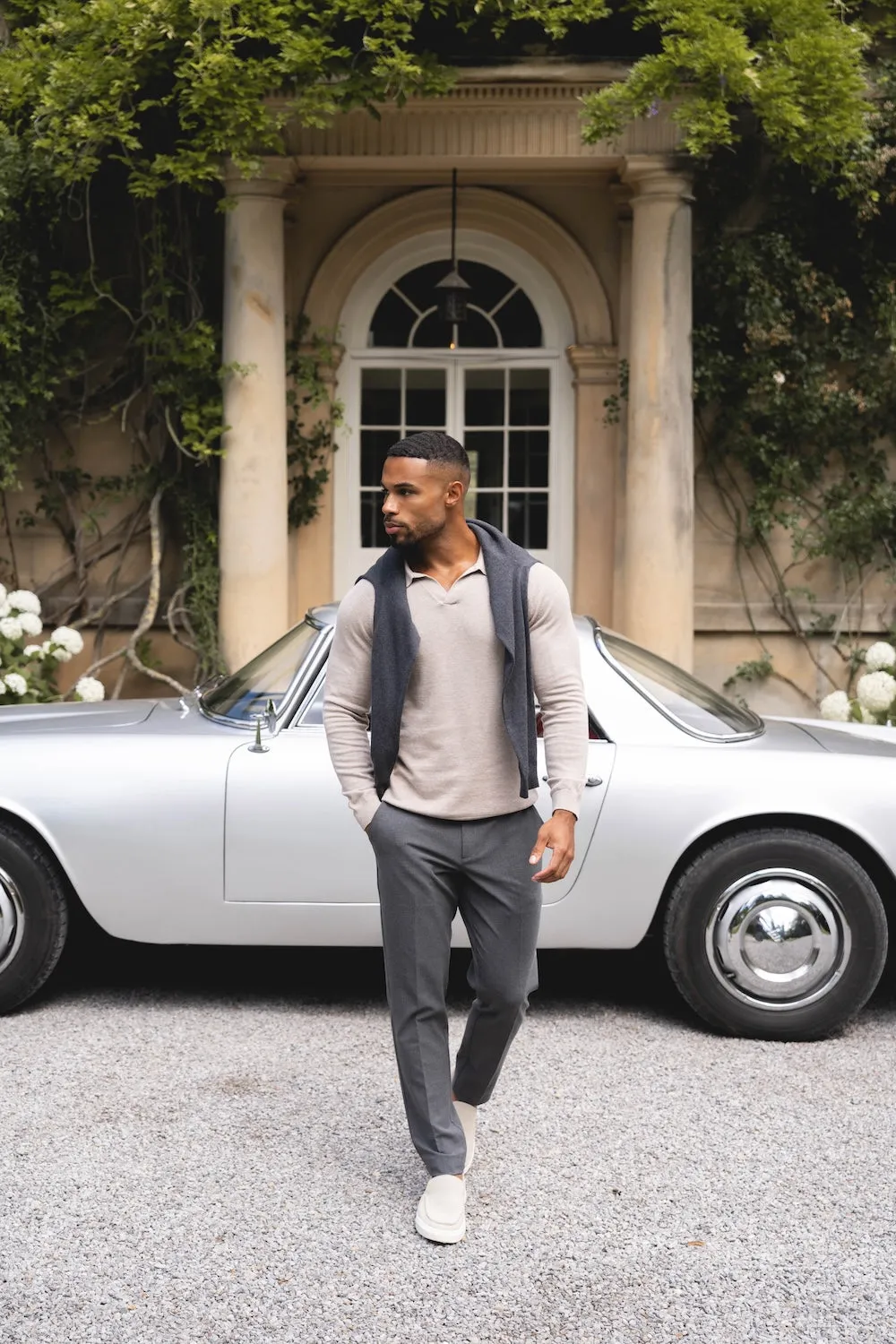 Classic Elegance Melange Pants in Dark Charcoal