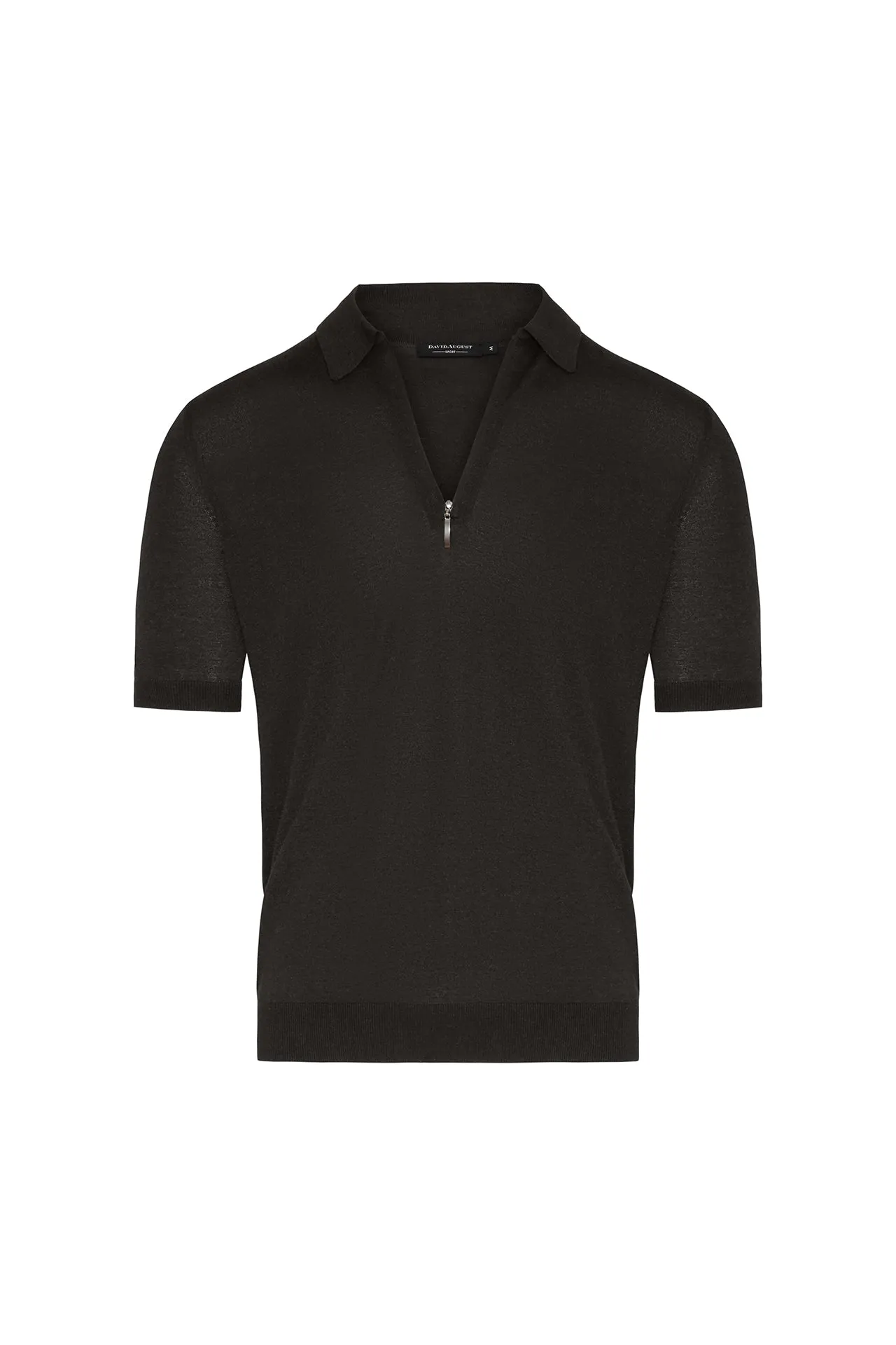 Silk Cotton Blend Knit Zip Polo in Olive Storm Core Zero Waste