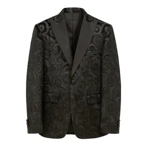 Black Swirl Jacquard Blazer-B6362 Go Anywhere Wear Classic Ribbed Cuffs