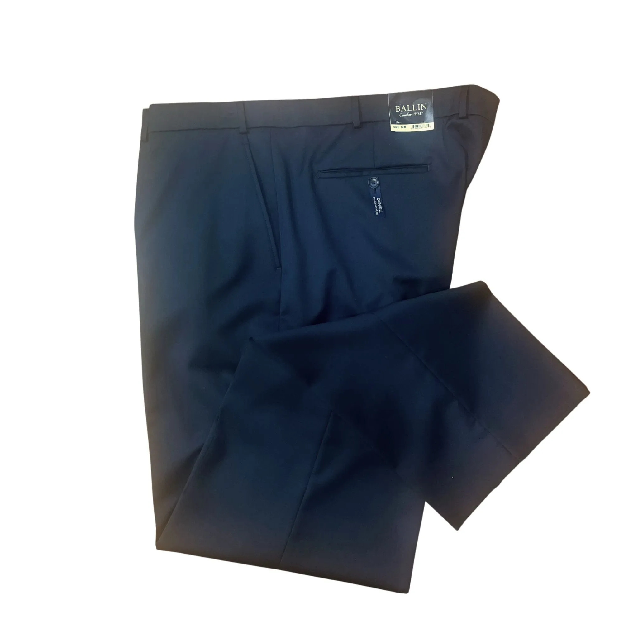 Ballin Regular Fit Super 120's Wool Gabardine Flat Front Pant in Navy-Big Sizes Comfy Essentials Wear