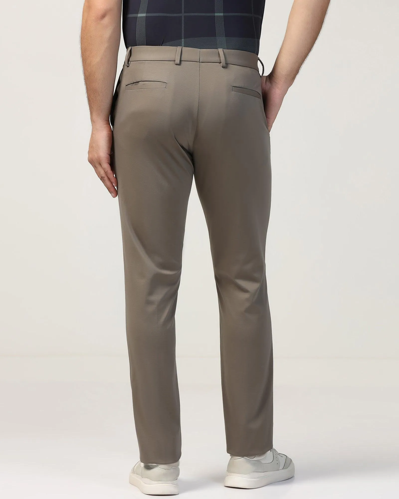 TechPro Slim Fit B-91 Formal Khaki Solid Trouser - Explorer Multi Panel Construction HighRiseWaist