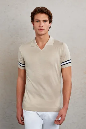 Slim Fit Linen V-Neck Polo T-Shirt Cozy Style