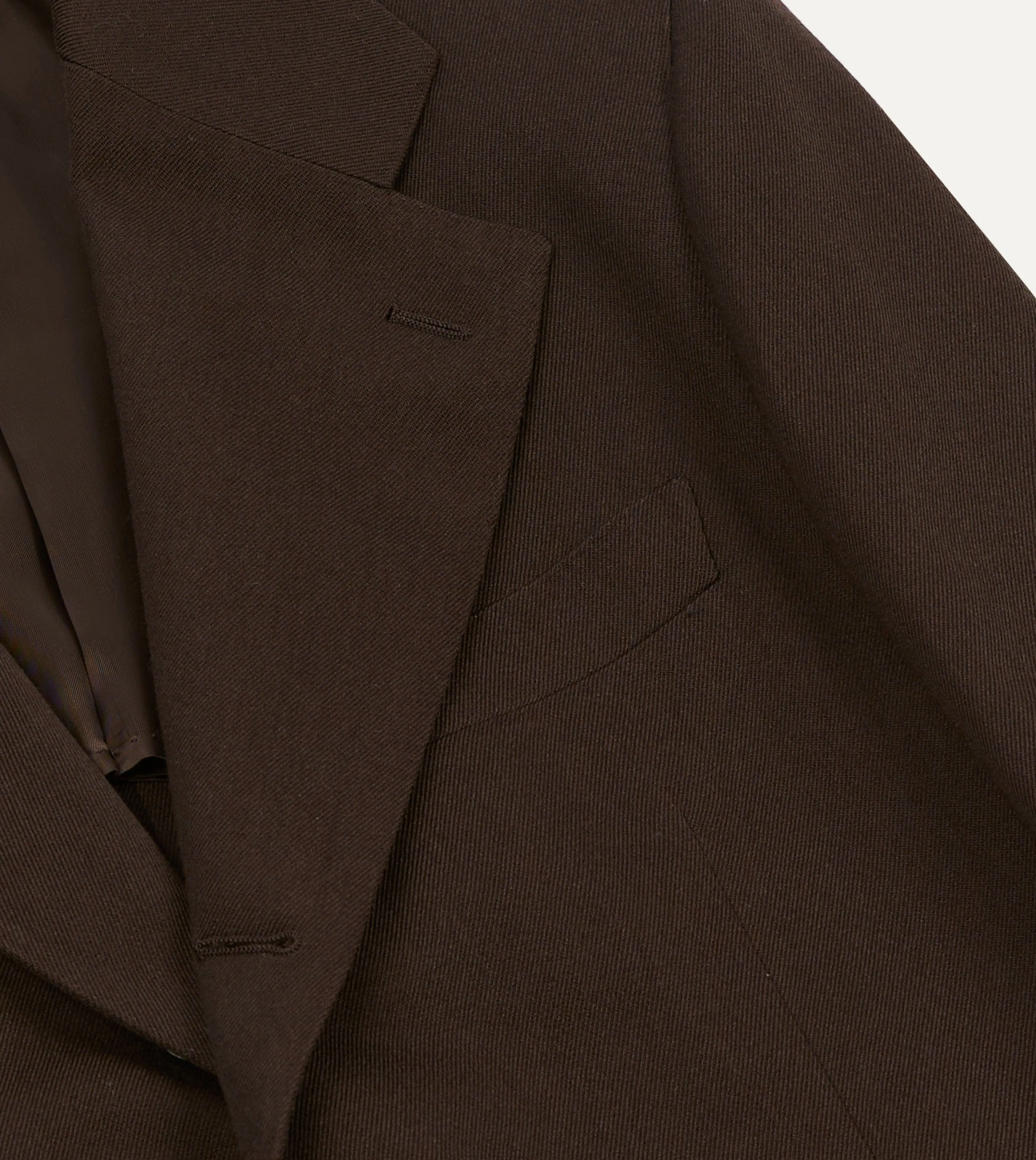 Brown Wool-Cotton Tailored Jacket Smooth Zipper Glides Thermo Regulating