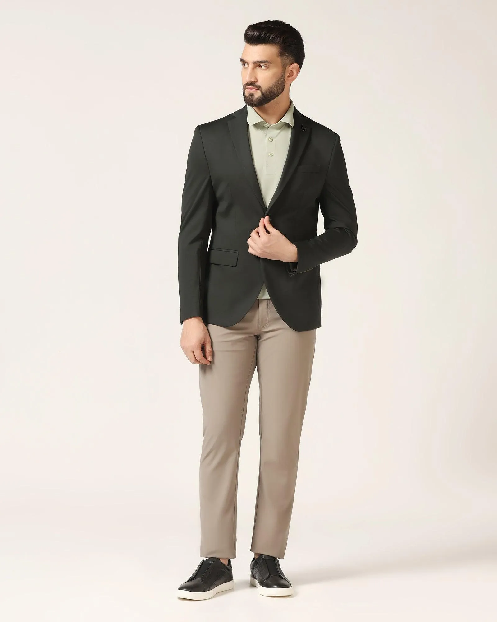 TechPro Formal Green Solid Blazer - Sein Weatherproof Construction Army Style