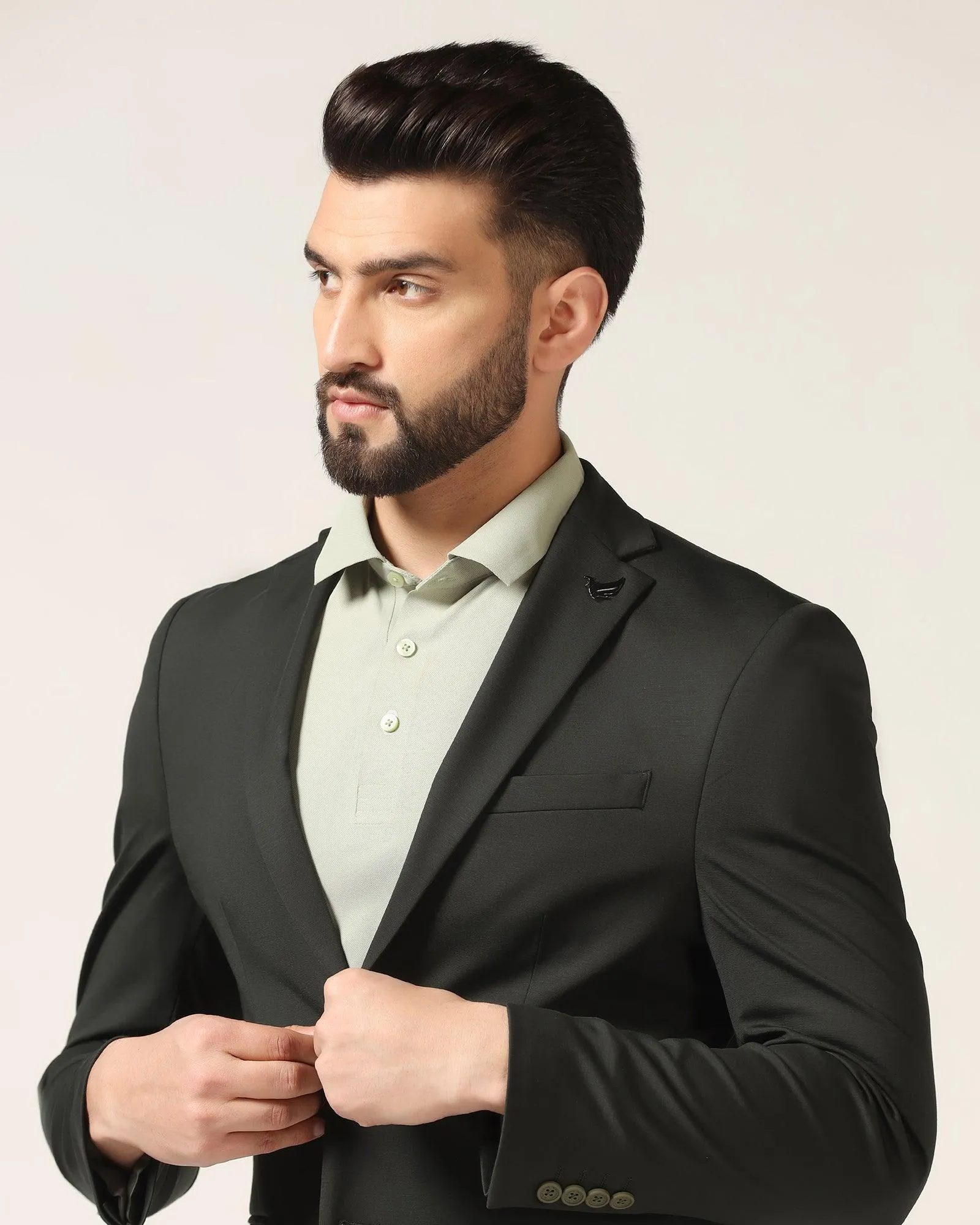 TechPro Formal Green Solid Blazer - Sein Anti Pilling Finish