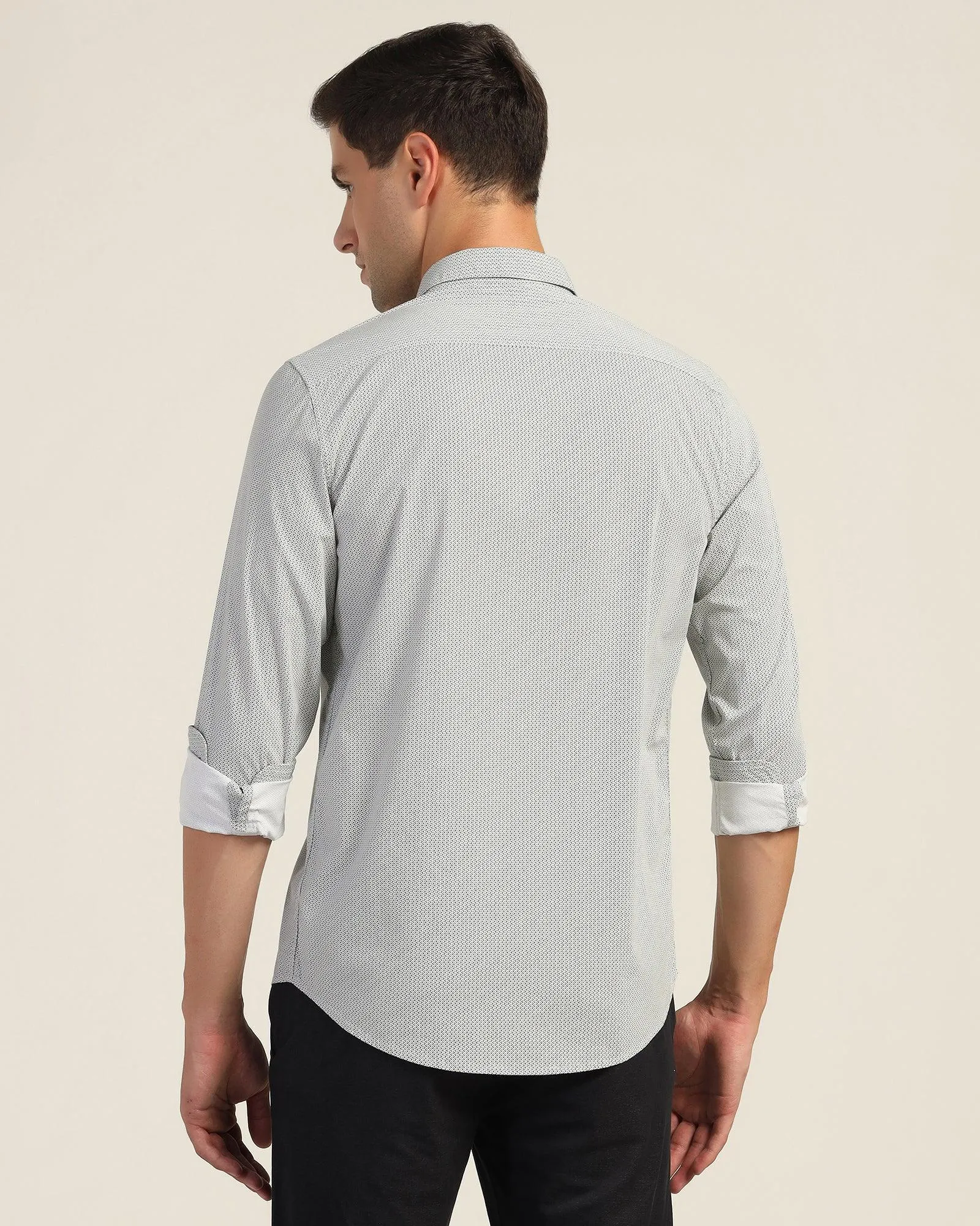 Morning Comfort Ergonomic Back Panel Casual Green Printed Shirt - Ecrin