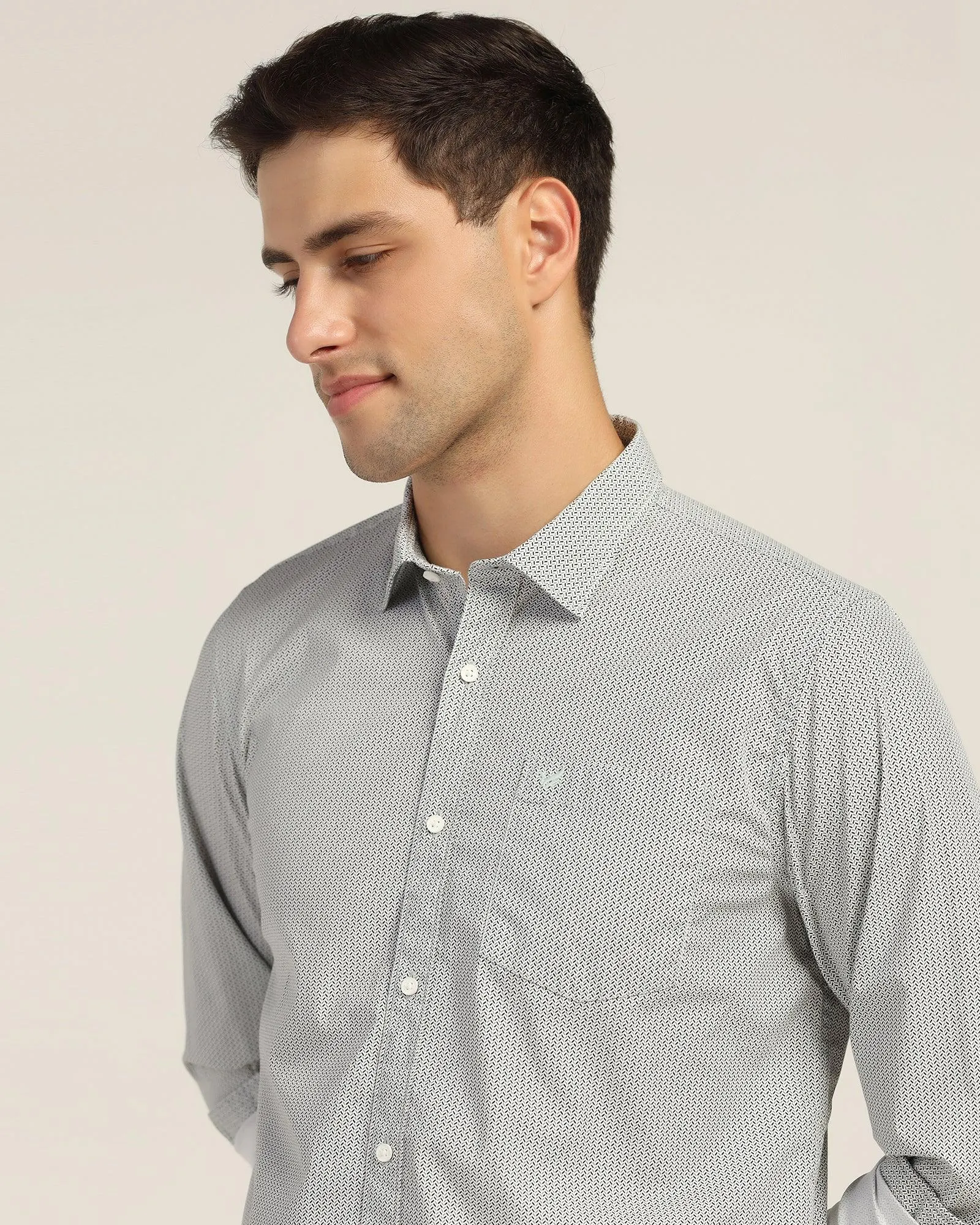 Reinforced Elasticity Graduation Attire Casual Green Printed Shirt - Ecrin