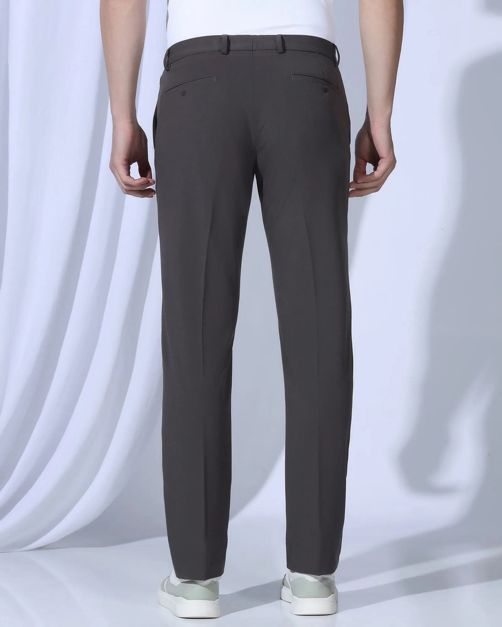 TechPro Slim Comfort B-95 Formal Dark Brown Solid Trouser - Creed Stretch Fit Wear Chilly Weather Fit