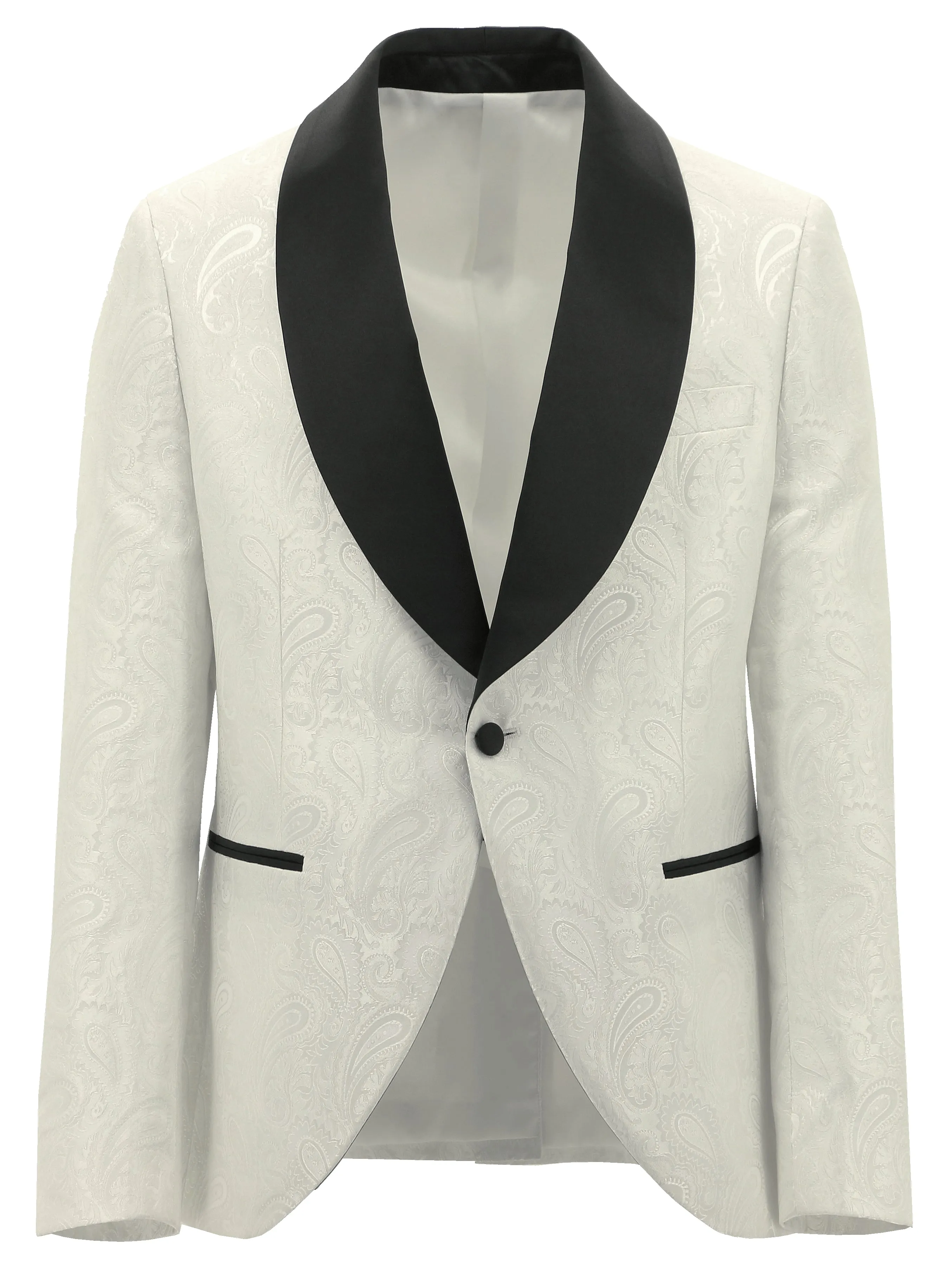 Shawl White Paisley Print Dinner Jacket Rainy Day