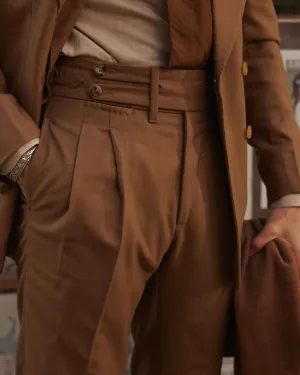 Vitale Barberis Canonico - Sand Wool Flannel High Rise Double Tab Pant Flexible Movement NonRestrictiveFit