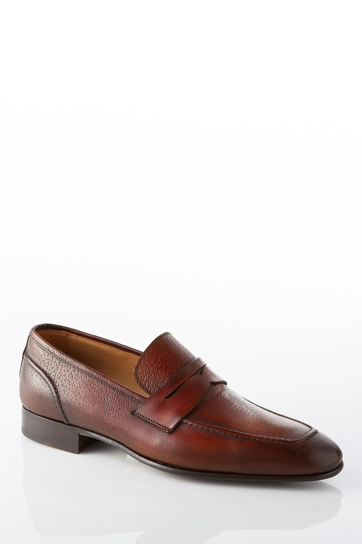 David August Leather Penny Loafer in Whiskey Synthetic Pose Ready