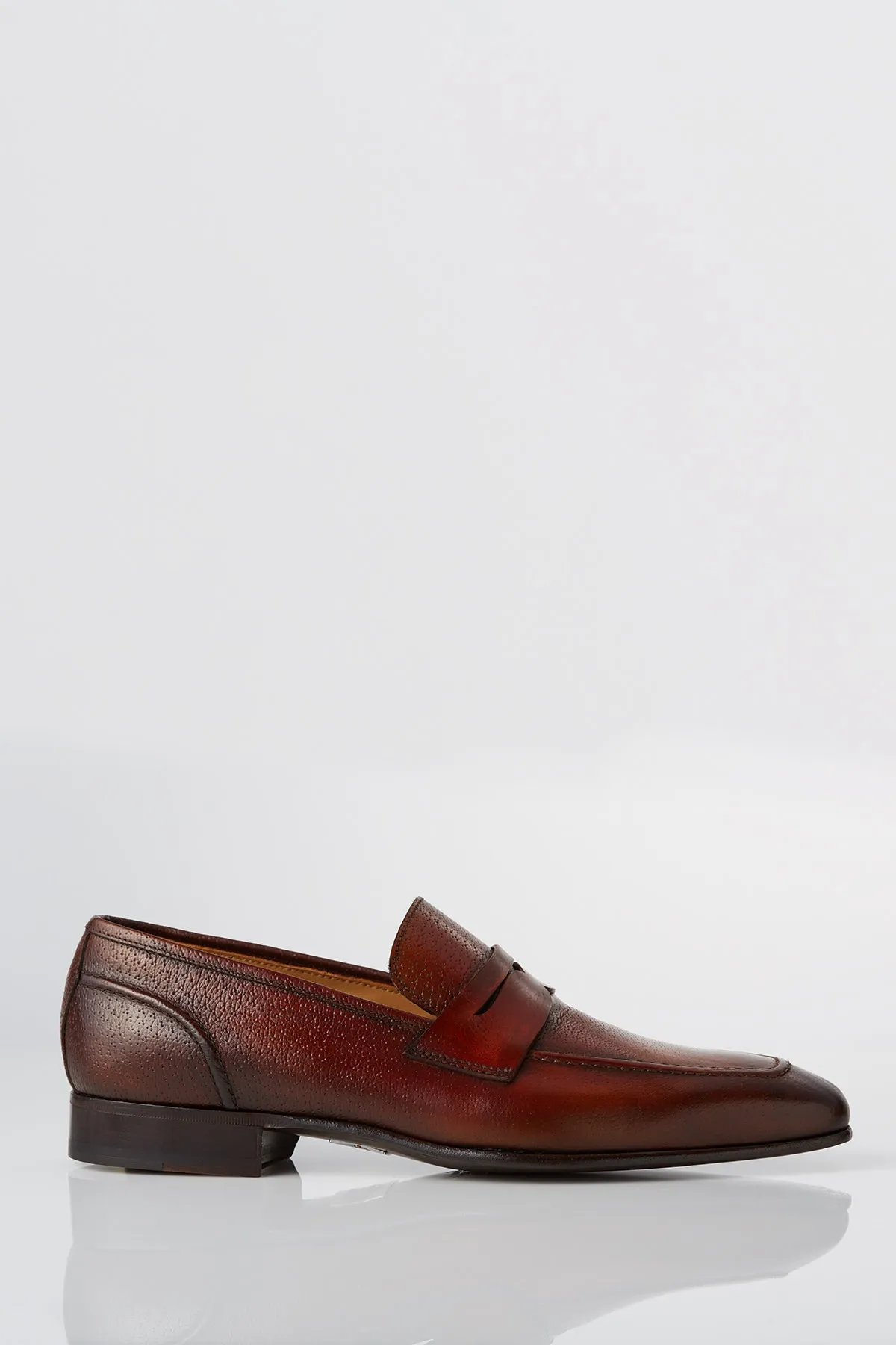 David August Leather Penny Loafer in Whiskey Wide fit Natural Fiber Lining