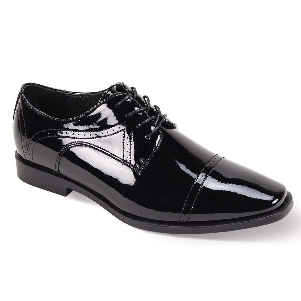 Decadawn Collection: Men's Black Patent Lace Up Cap Toe Shoes - Medium and Wide Breathable Daily Walk Hero Walk