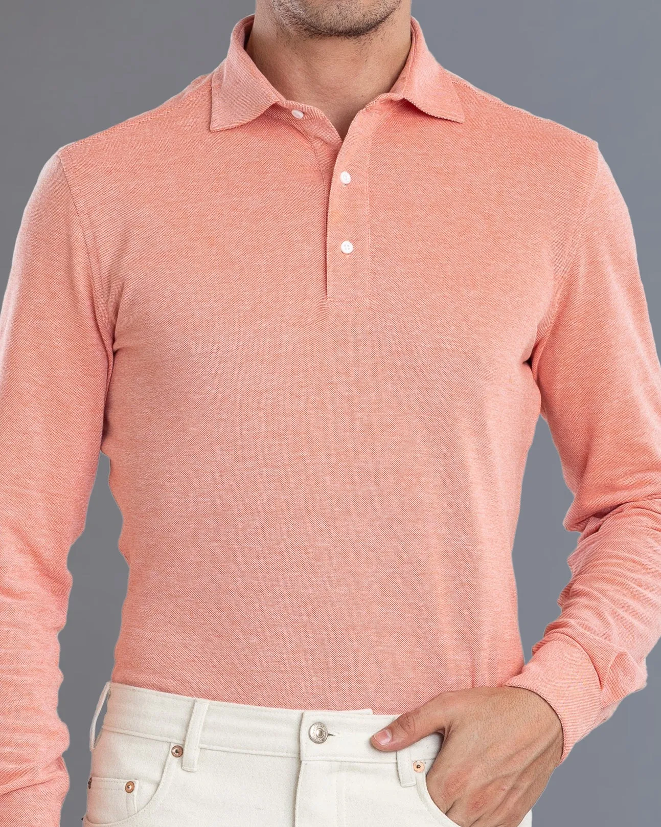 Orange White Heather Polo T-Shirt Functional Fit