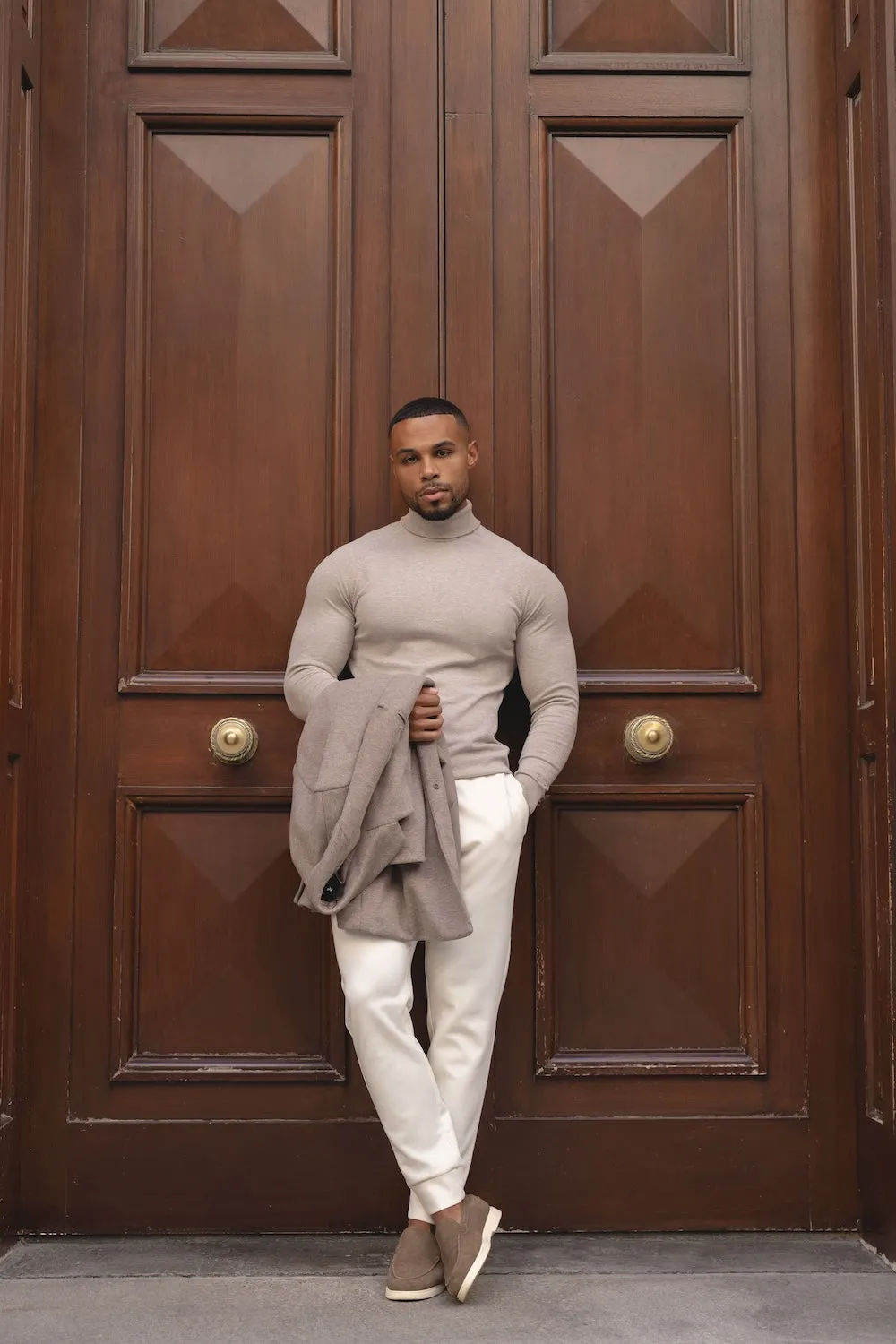 Interlock Sweat Jogger in Winter White Premium Stretch Perfect Pair