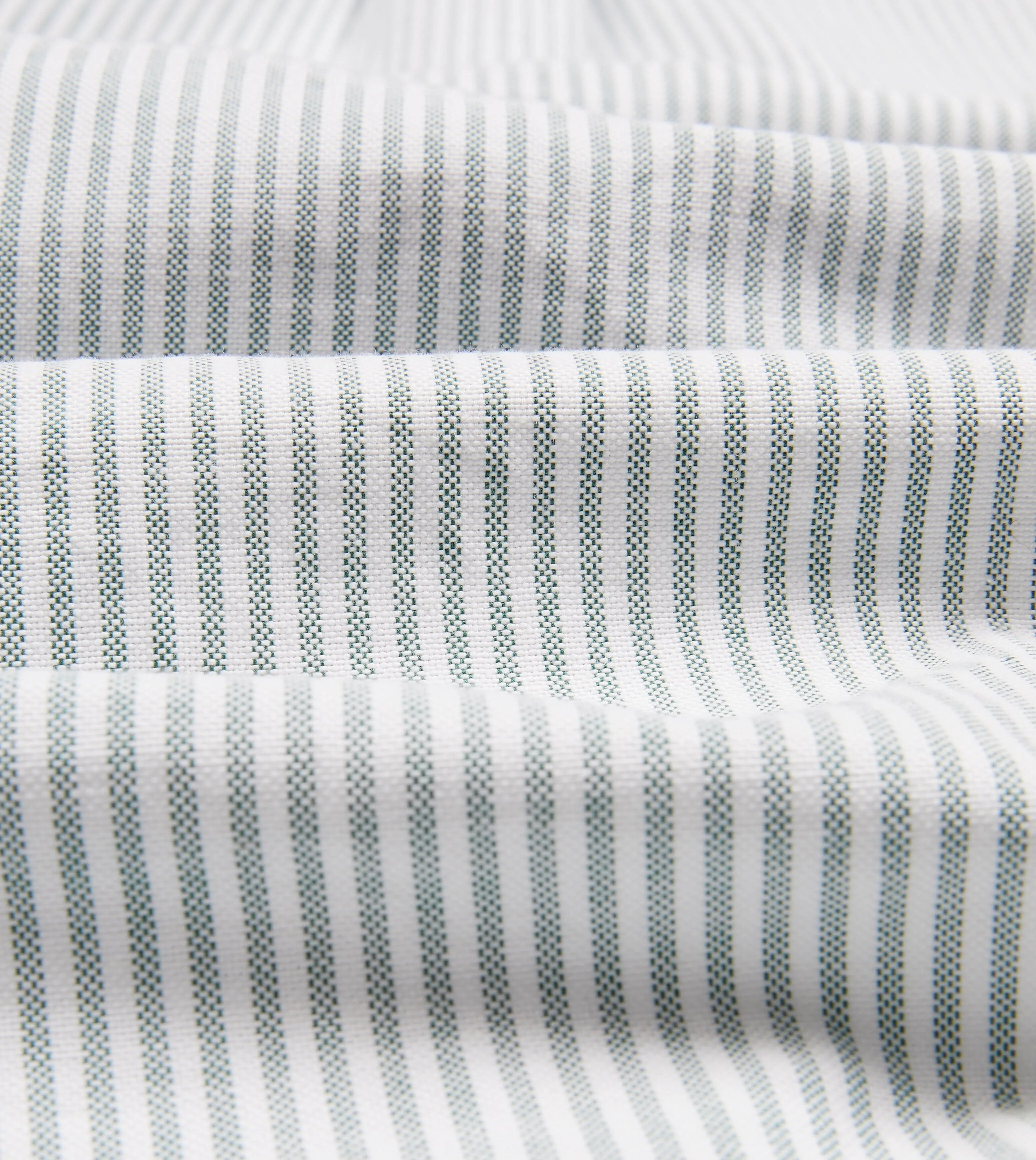 Light Green Ticking Stripe Cotton Oxford Cloth Button-Down Shirt UV Protective Fabric