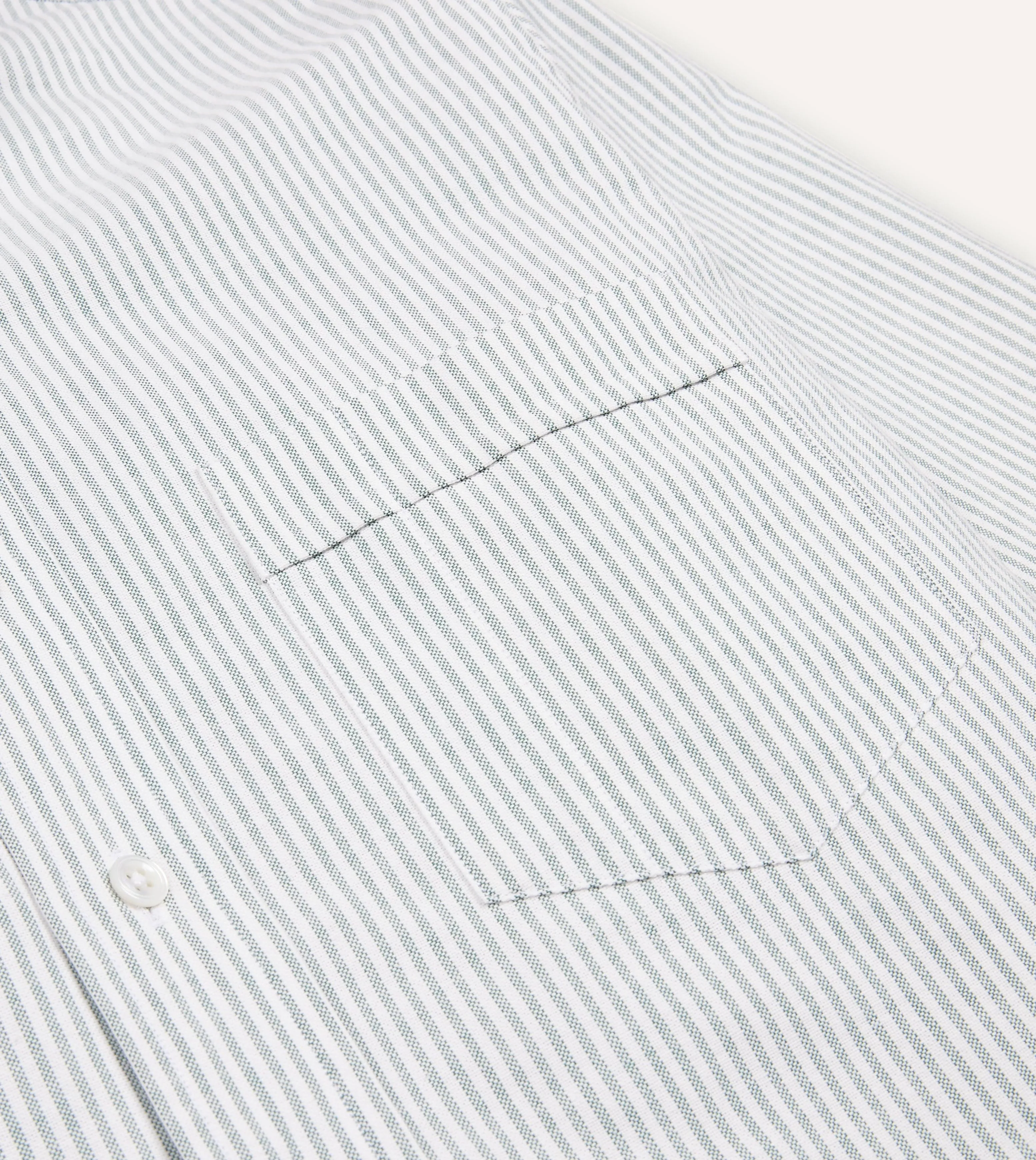 Neutral Colors Road Trip Ready Light Green Ticking Stripe Cotton Oxford Cloth Button-Down Shirt