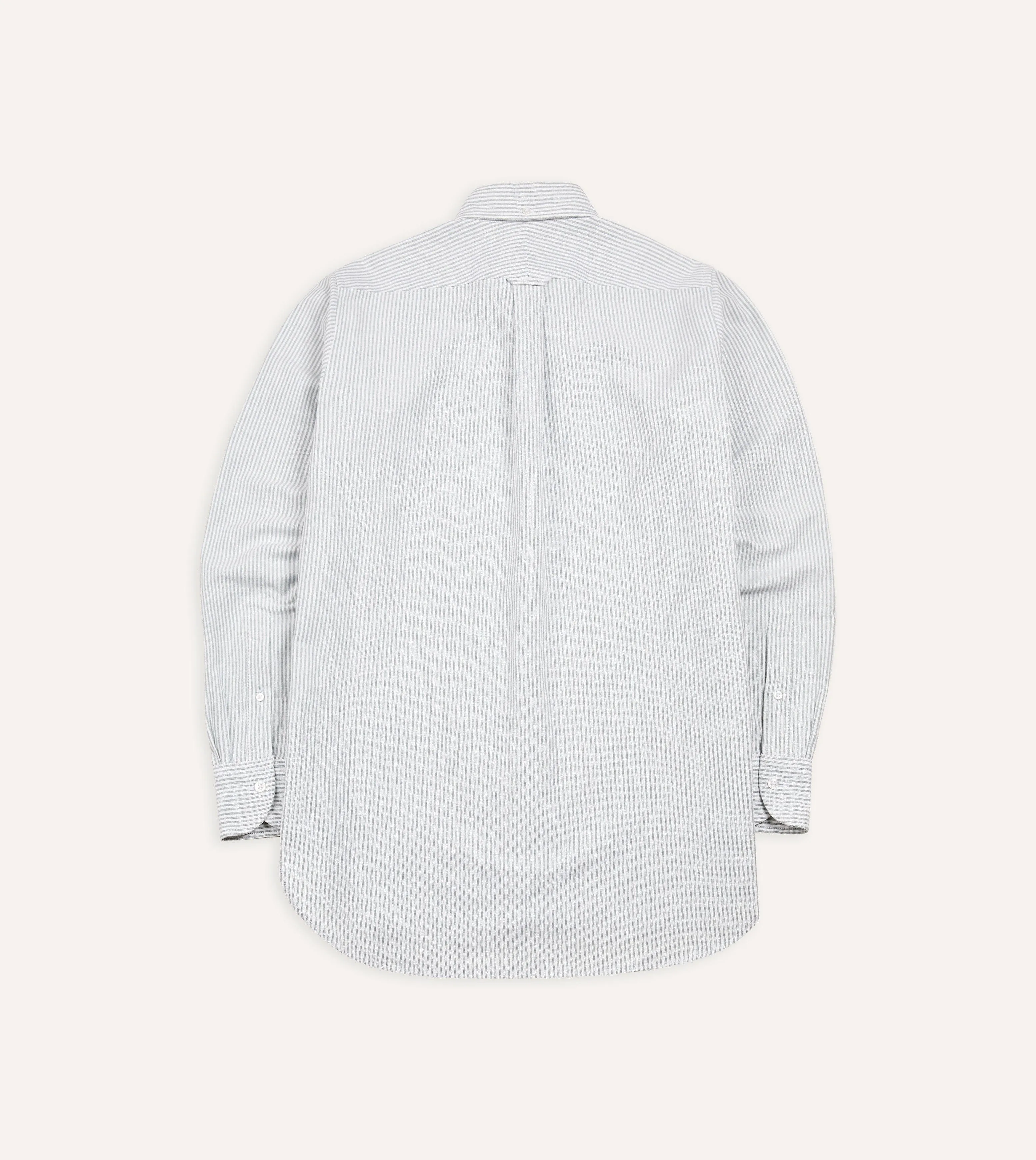 Light Green Ticking Stripe Cotton Oxford Cloth Button-Down Shirt Abrasion Resistant Edges