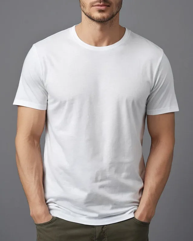 EZS Aria White Crewneck T-Shirt Essential Wear
