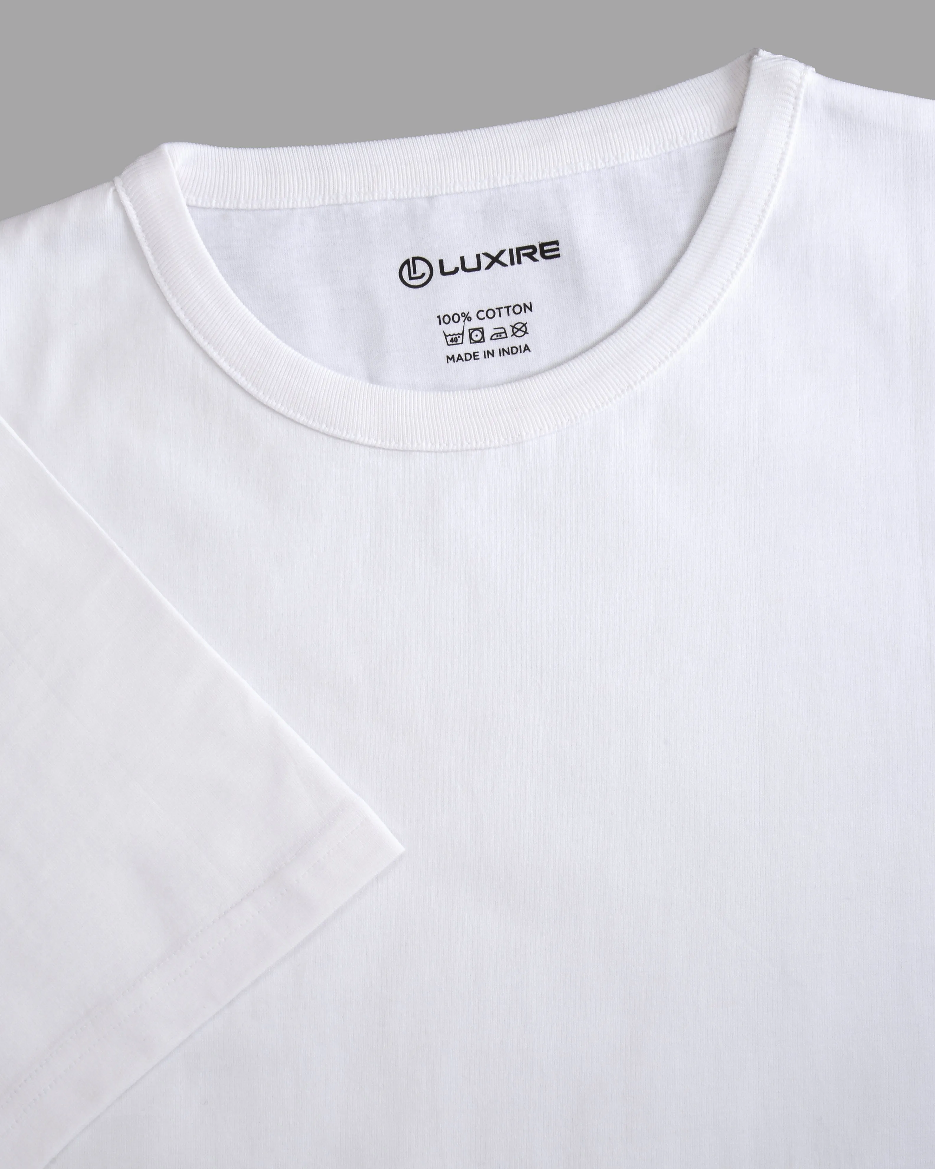 Heather Effect Weaving Premium Quality EZS Aria White Crewneck T-Shirt