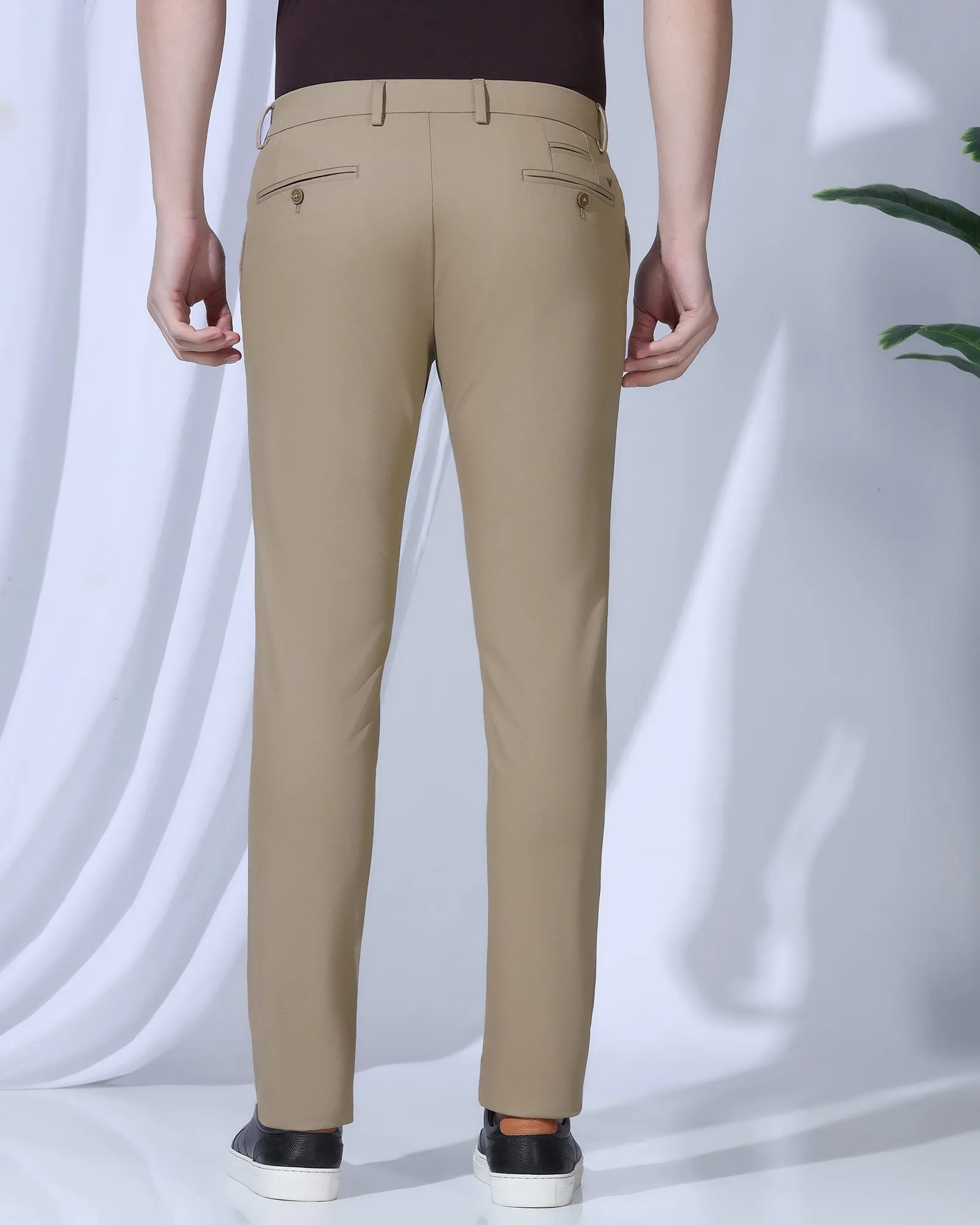 Slim Fit B-91 Casual Brown Textured Khakis - kary Sporty Style