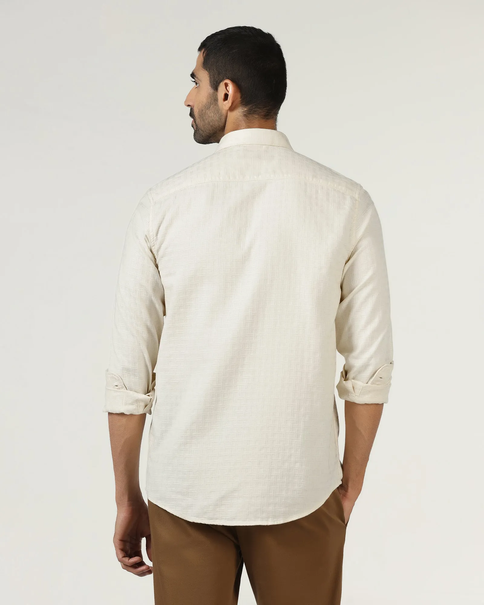 Unique Design Year-Round Favorite Cream Textured Shirt - Orcad