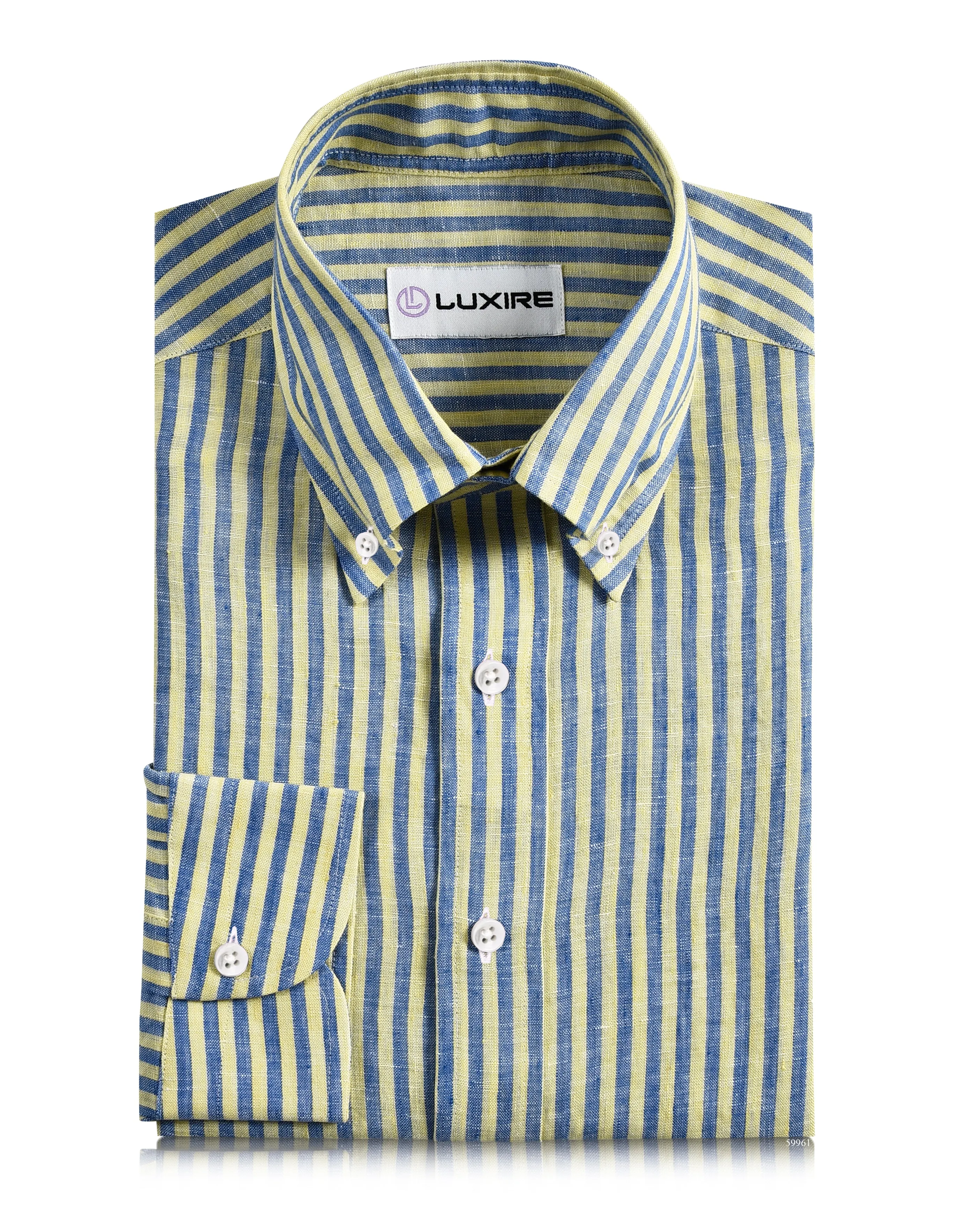 Linen: Yellow Blue Dress Stripes Dense Fit