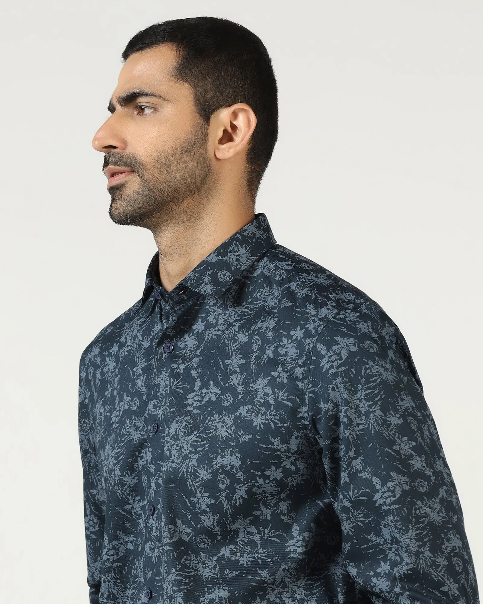 Party Ready Navy Printed Shirt - Holten