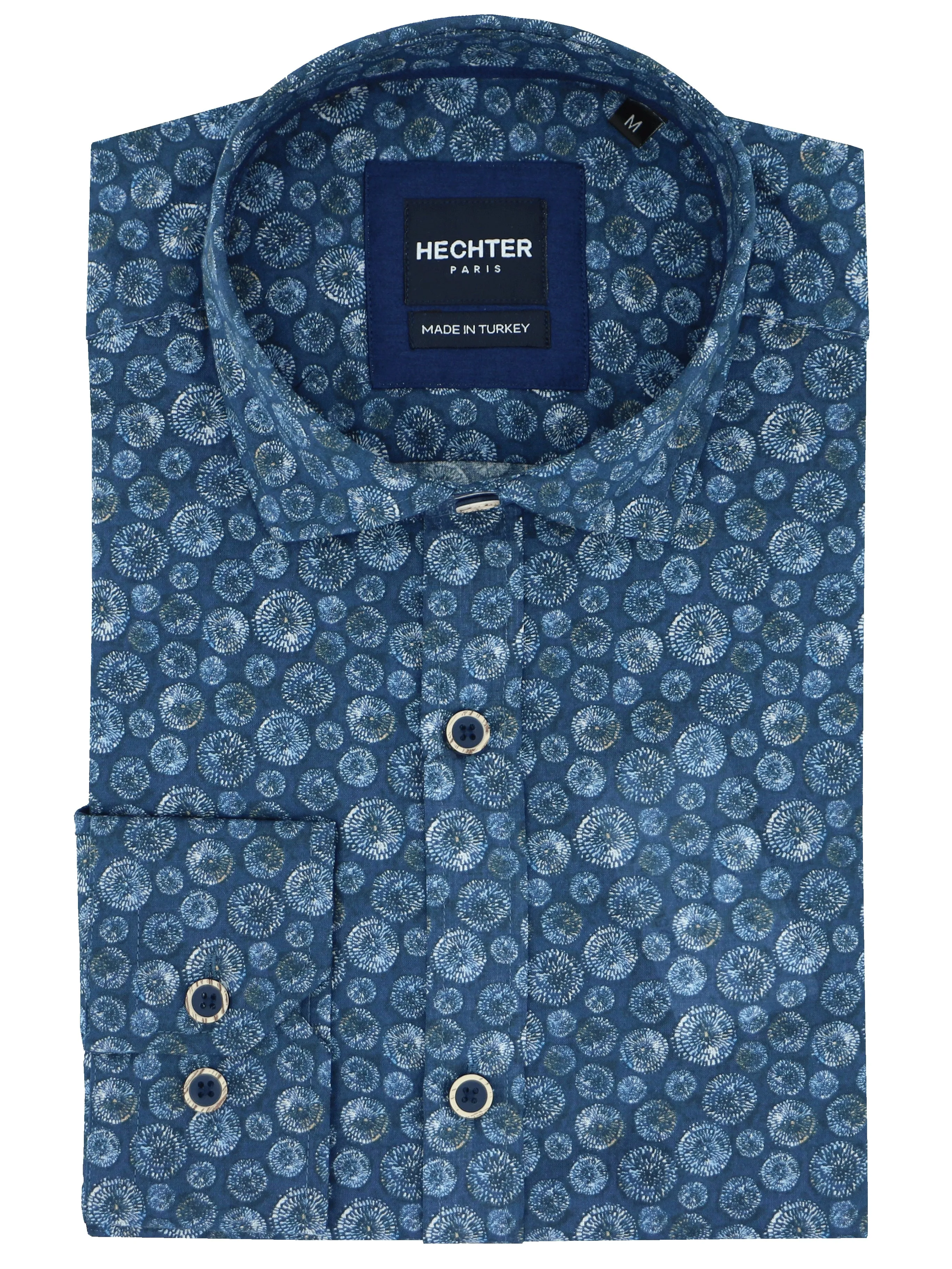 Button Down Design Chic Ensemble Sel Blue Printed Shirt