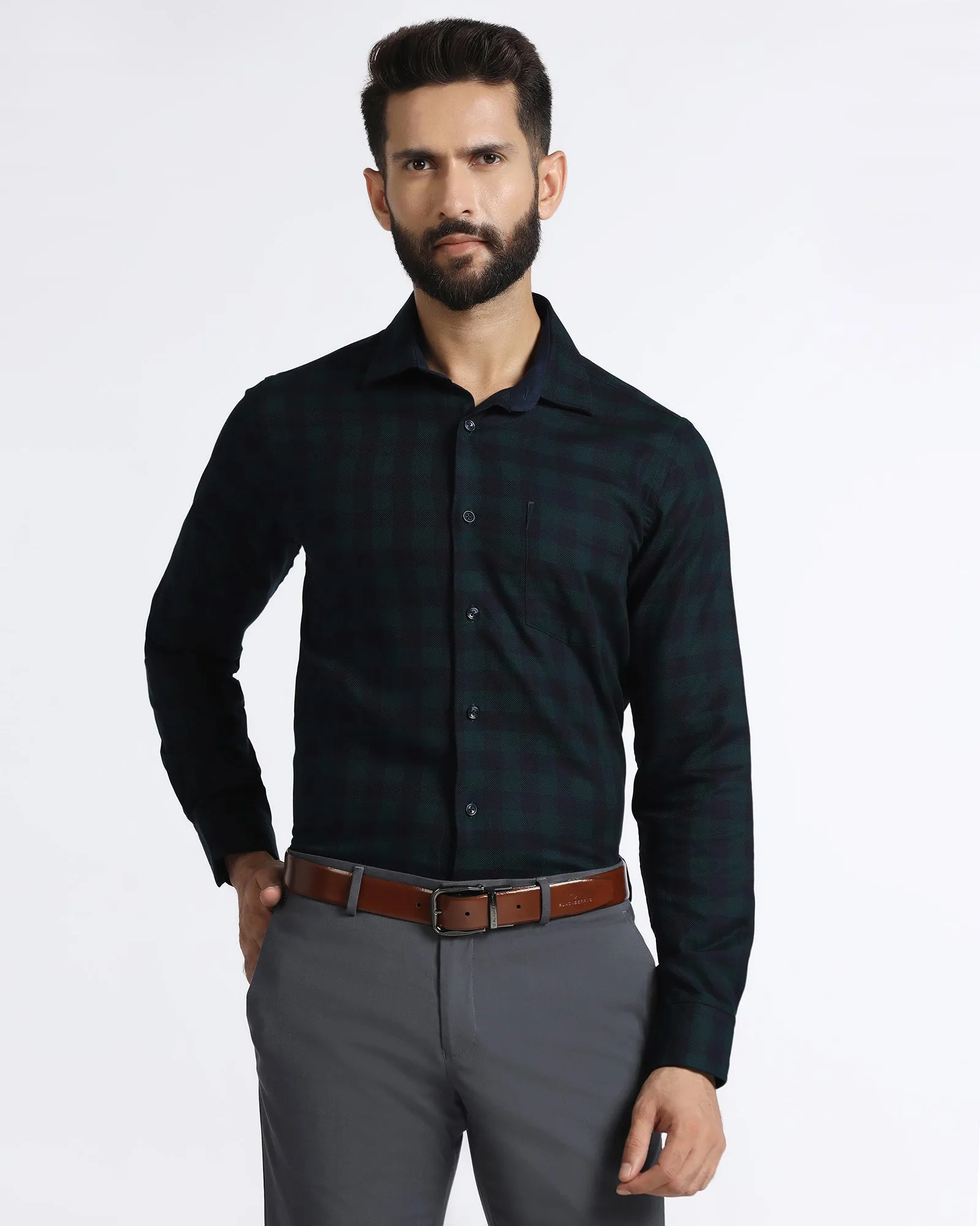 Contrast Stitch Soft Touch Beetle Check Shirt - Reflex