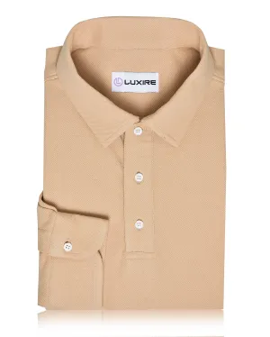 Aria Beige Polo Business Lunch Four Button Placket