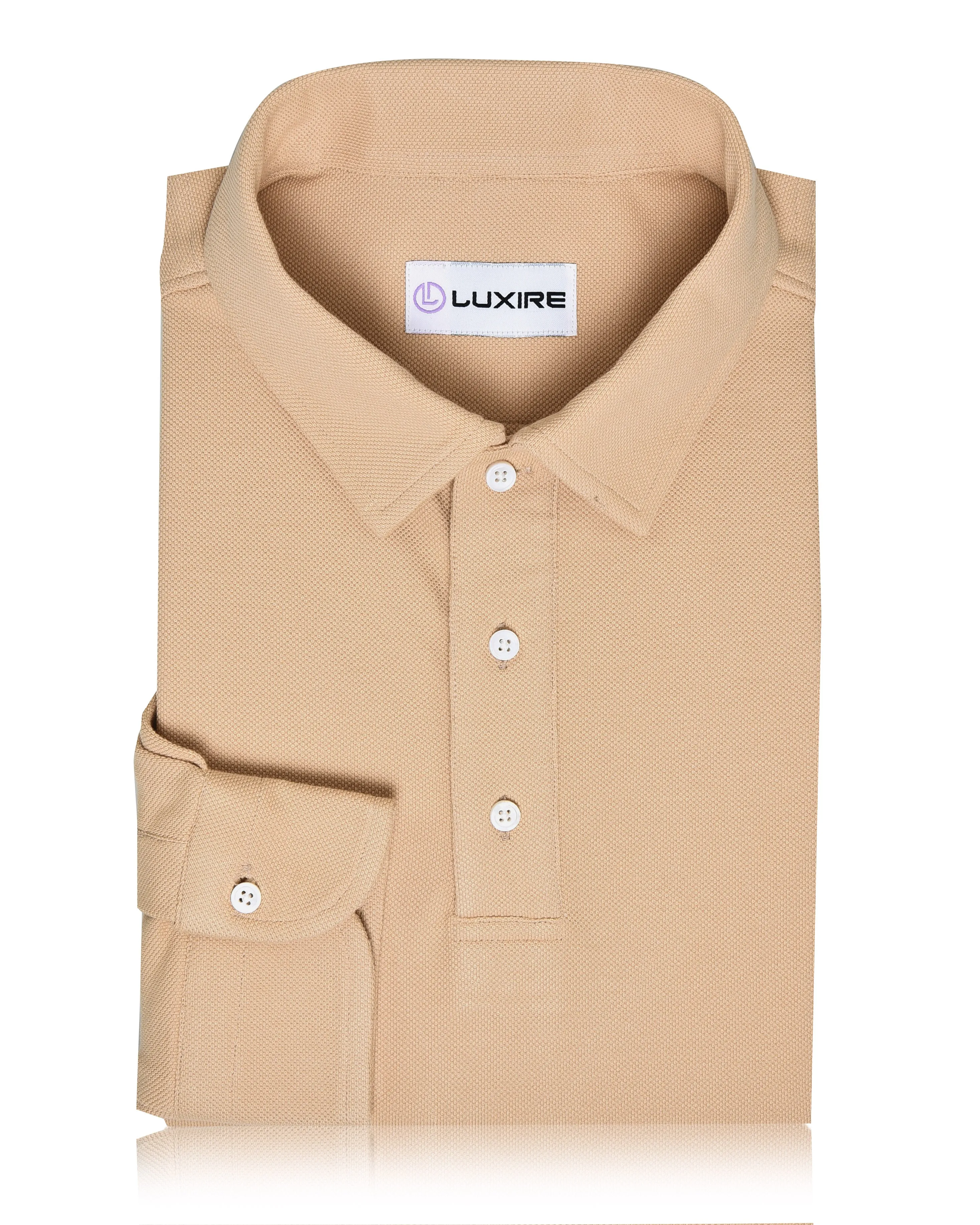 Aria Beige Polo Business Lunch Four Button Placket
