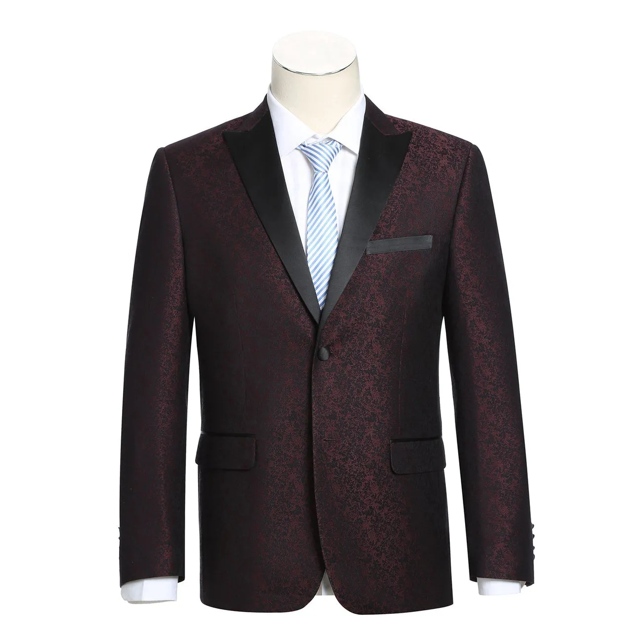 Alessandro Vitello by Renoir Slim Fit Burgundy Tuxedo Blazer 290-5 Basic Fit Dry Fast