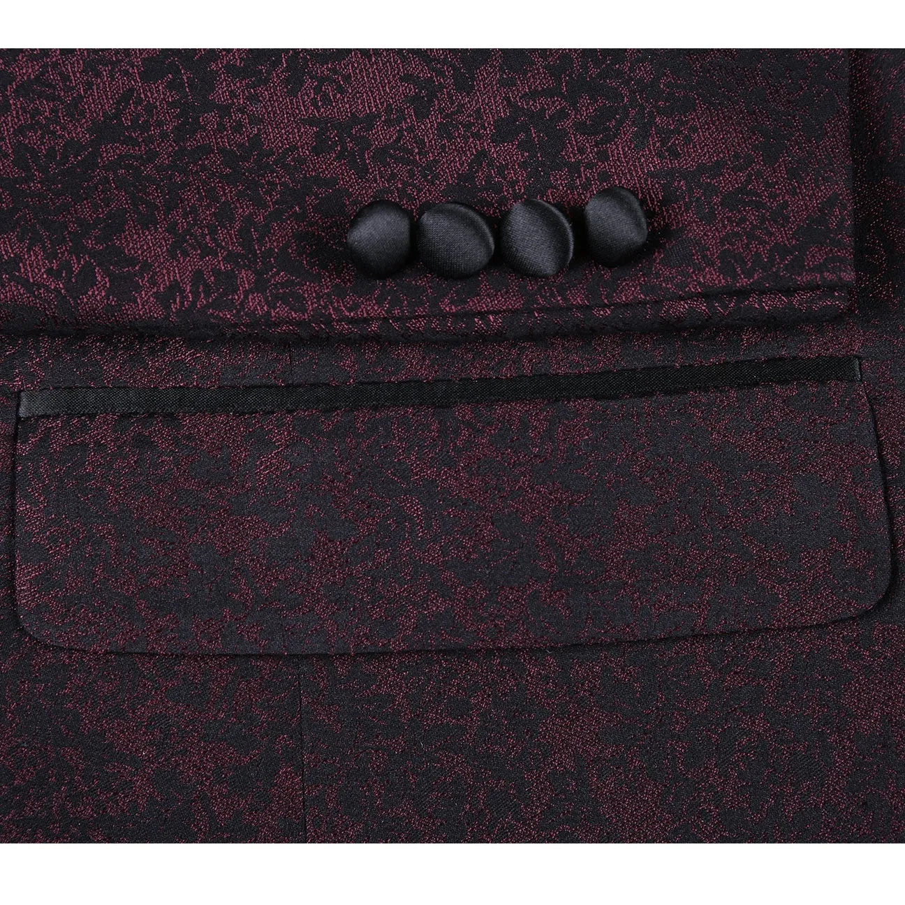 Compression Fold Design Reflective Safety Details Alessandro Vitello by Renoir Slim Fit Burgundy Tuxedo Blazer 290-5