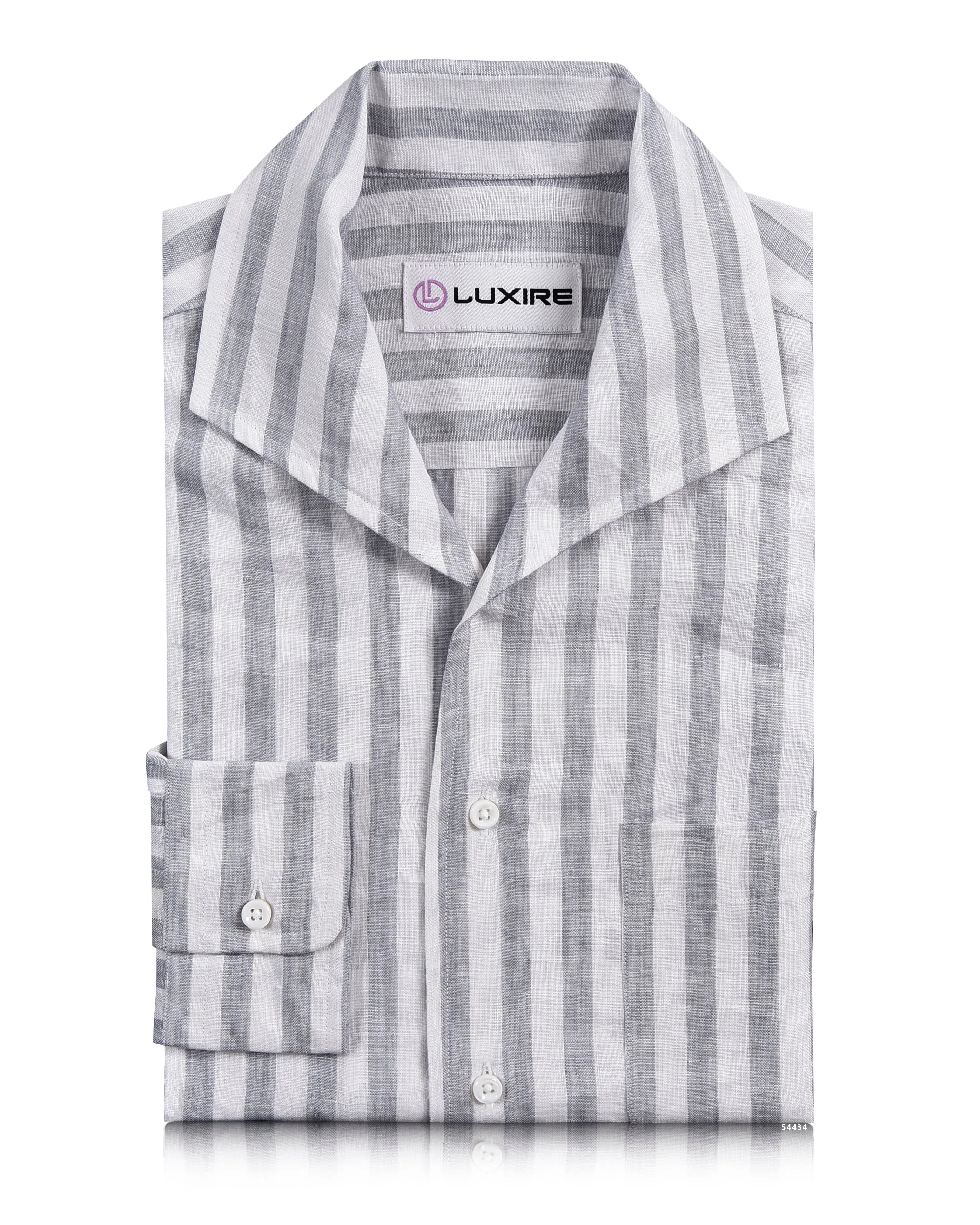 Linen: Grey Tape Stripes On White Shirt hypoallergenic material