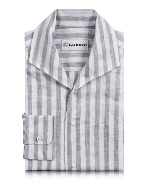 Linen: Grey Tape Stripes On White Shirt hypoallergenic material
