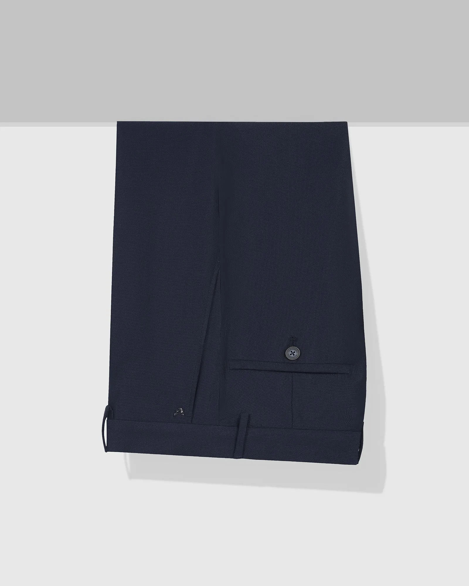 Soft Performance Functional fashion wear Slim Comfort B-95 Formal Navy Textured Trouser - Amor
