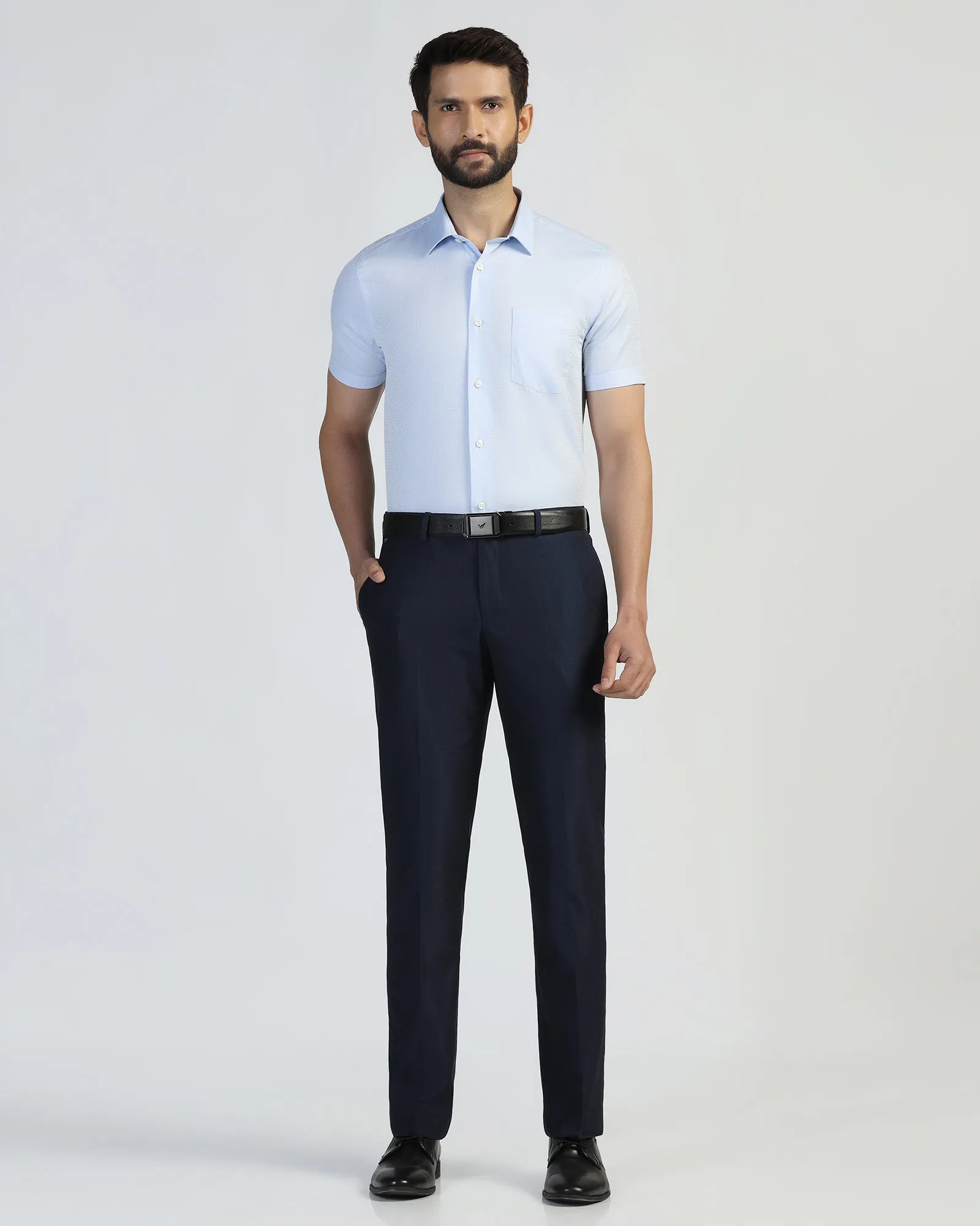 Slim Comfort B-95 Formal Navy Textured Trouser - Amor Streetwear vibe