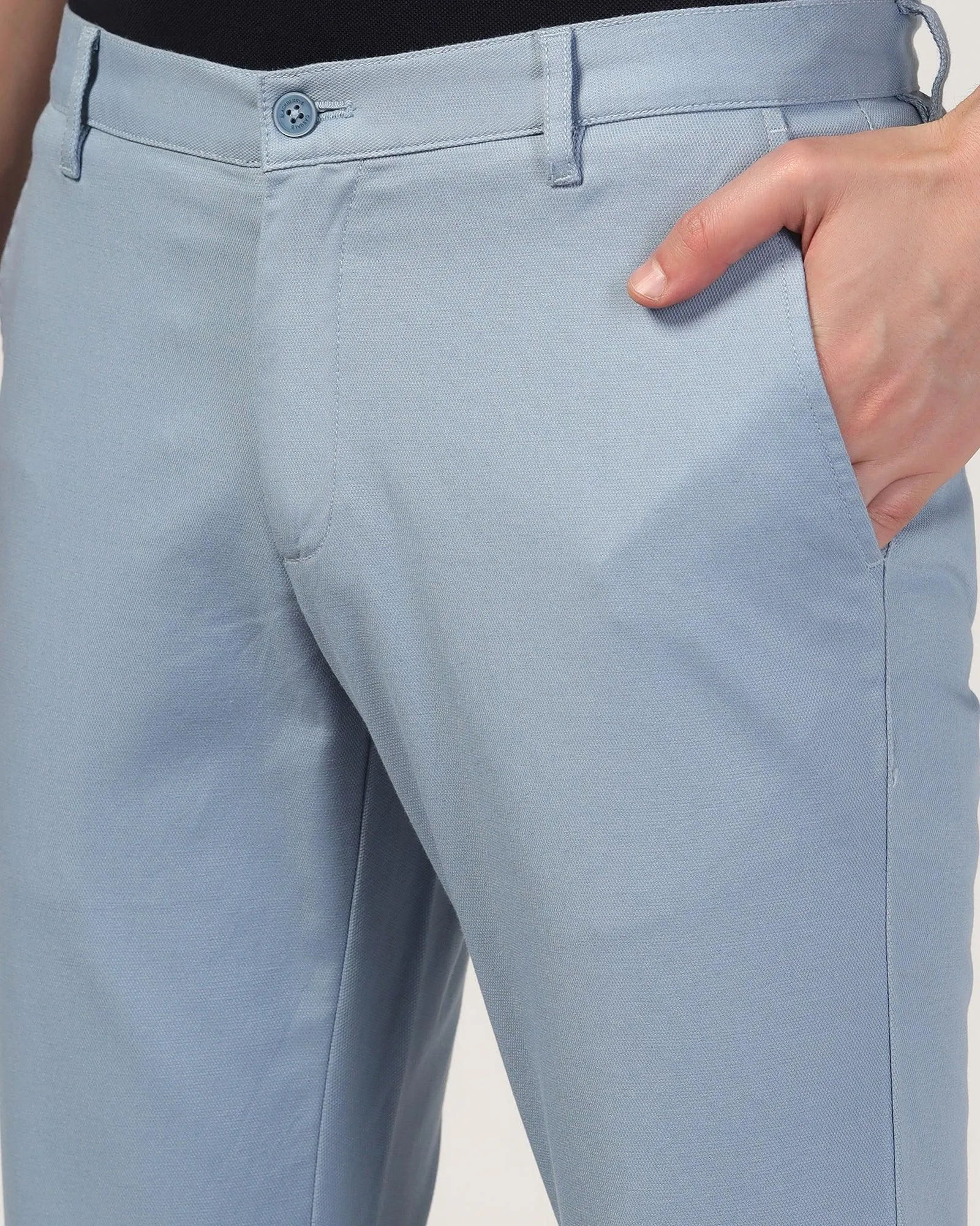 Zip Pocket Slim Fit B-91 Casual Blue Solid Khakis - Mint