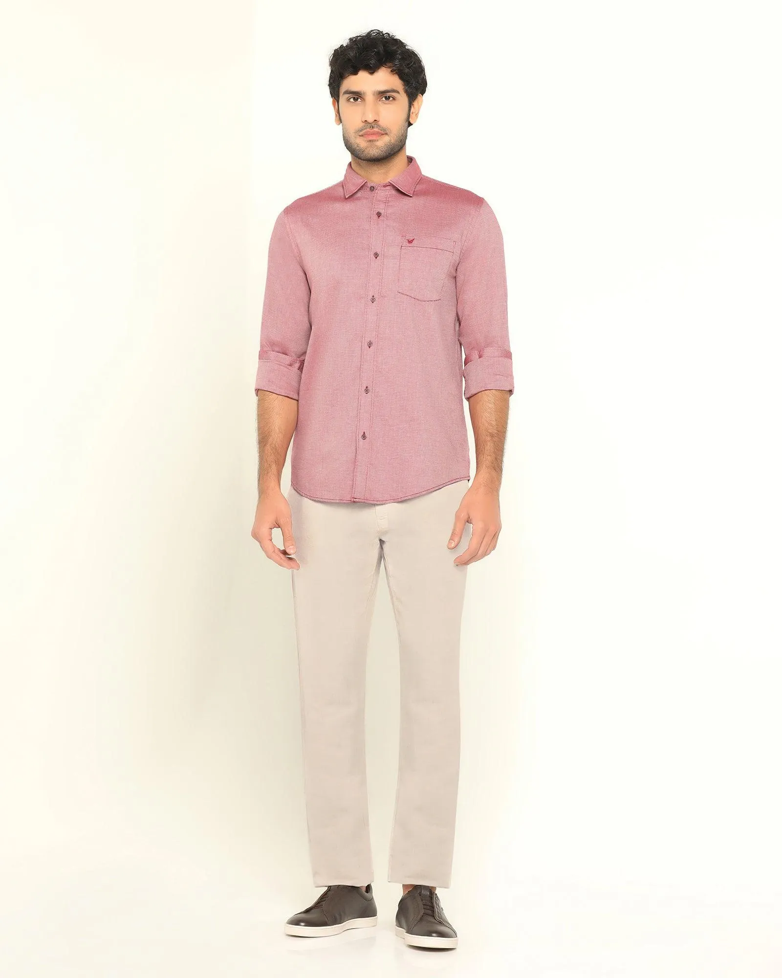 Beige Linen Solid Khakis - Kinsley Sporty Layers Abrasion Proof Reinforcements