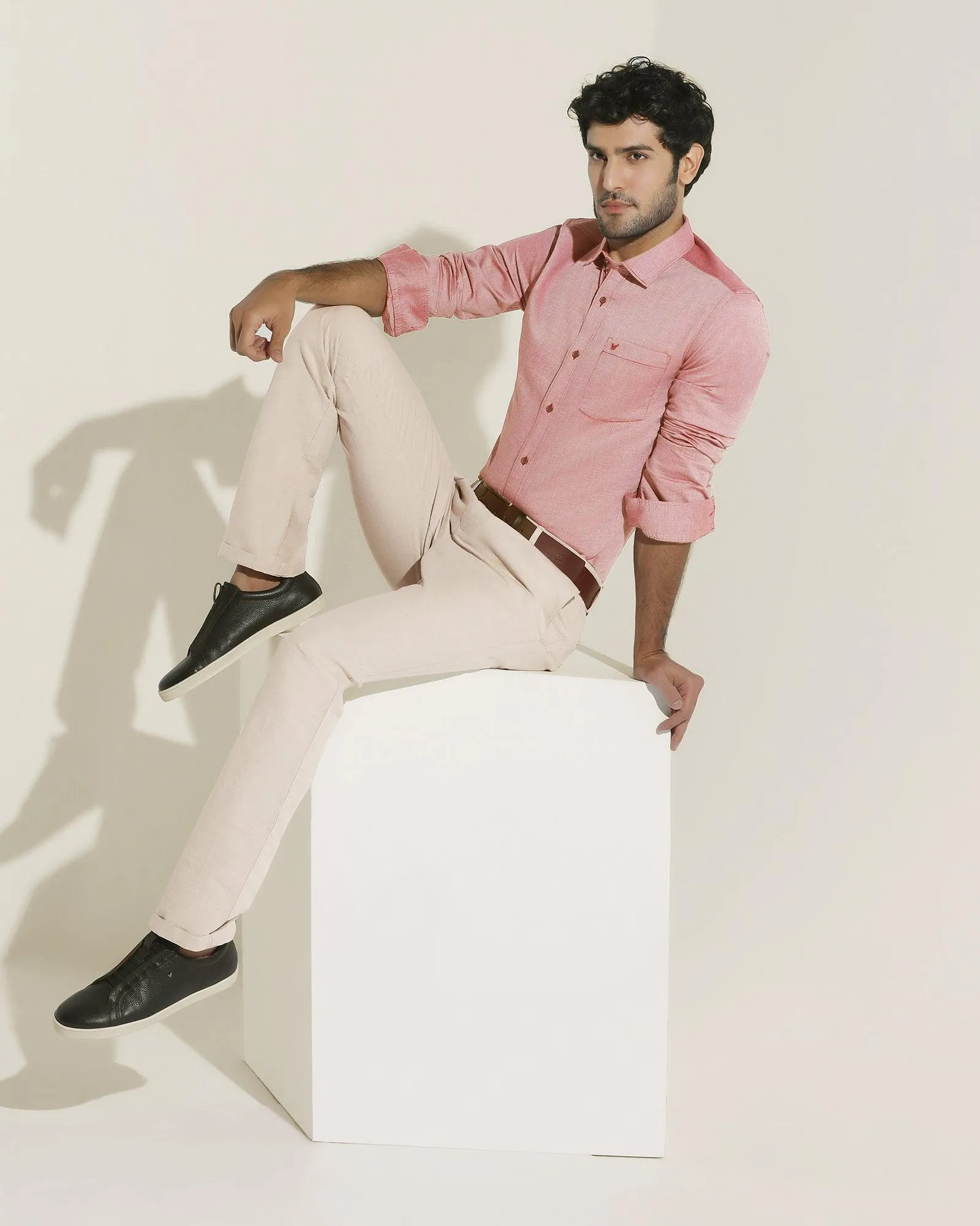 Beige Linen Solid Khakis - Kinsley Tear Resistant Weave